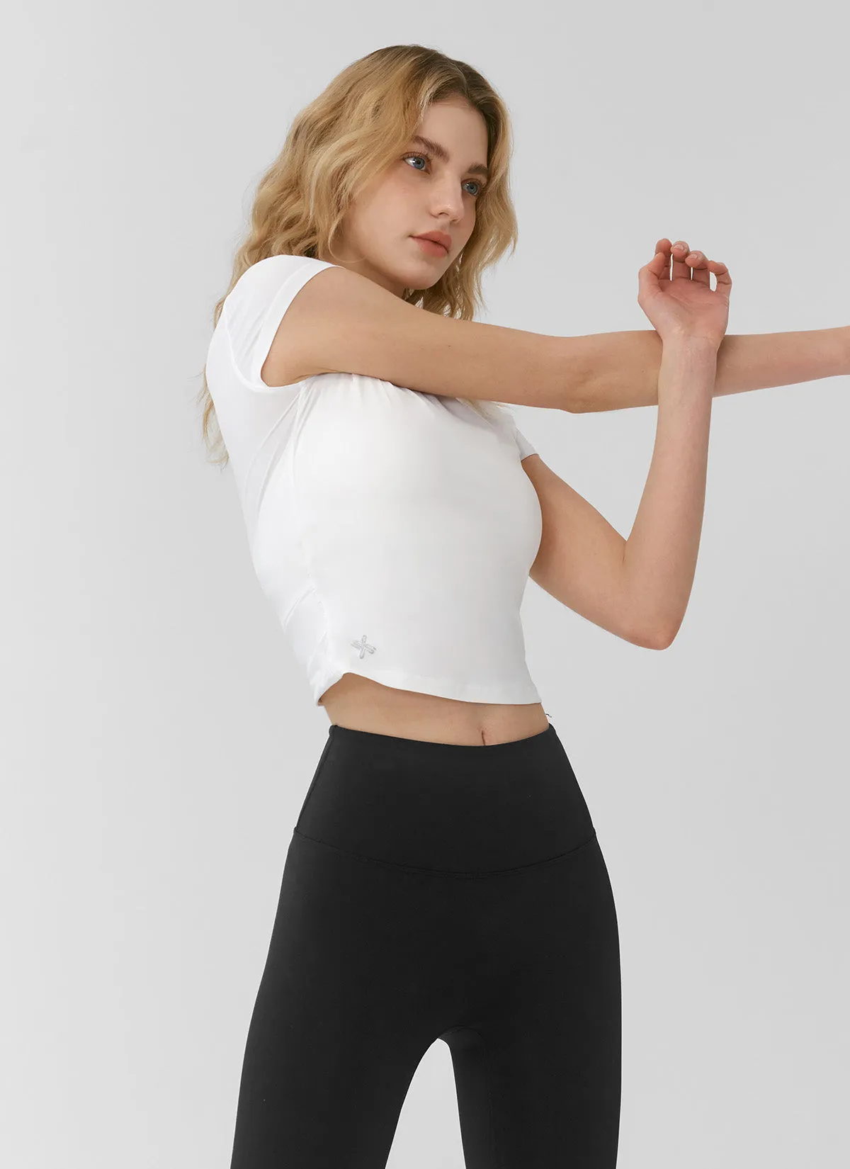 Light Tricot Overlap Short Sleeve