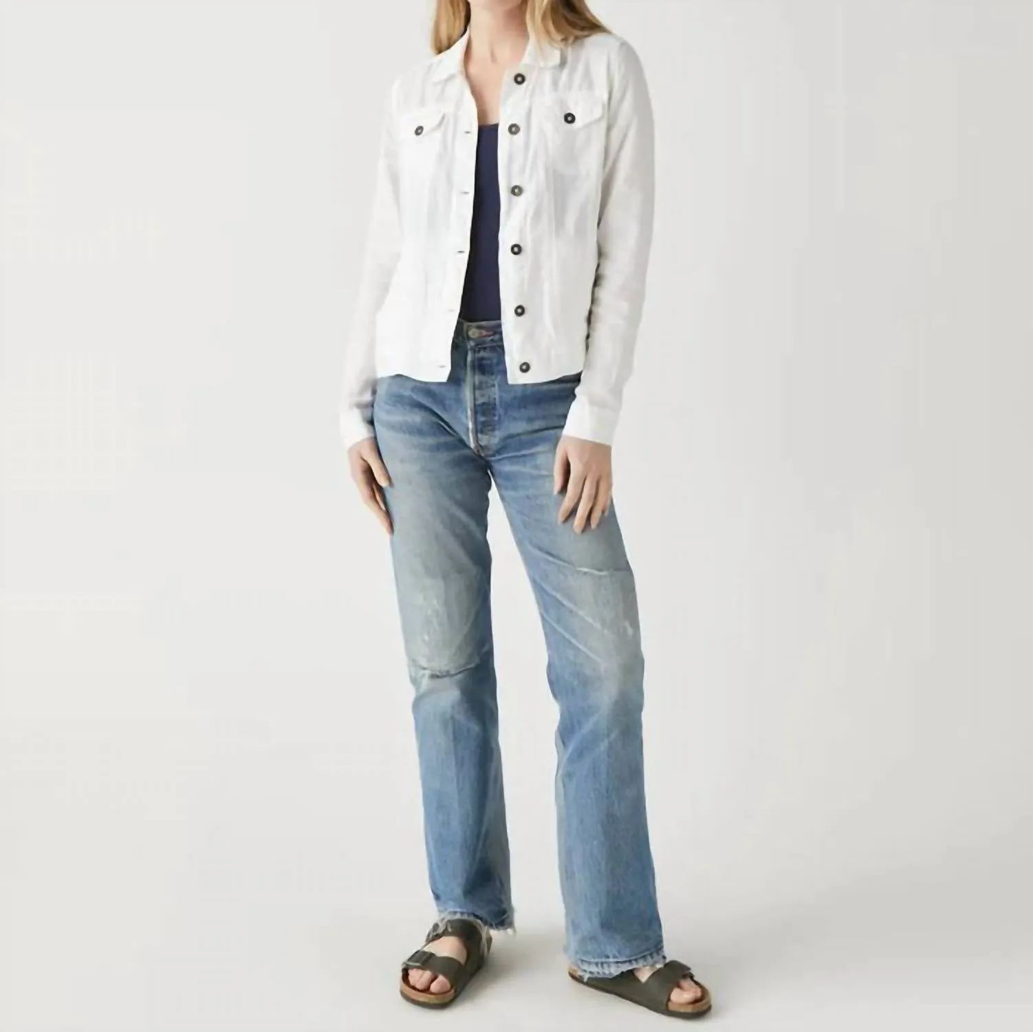 Linen Jean Jacket In White