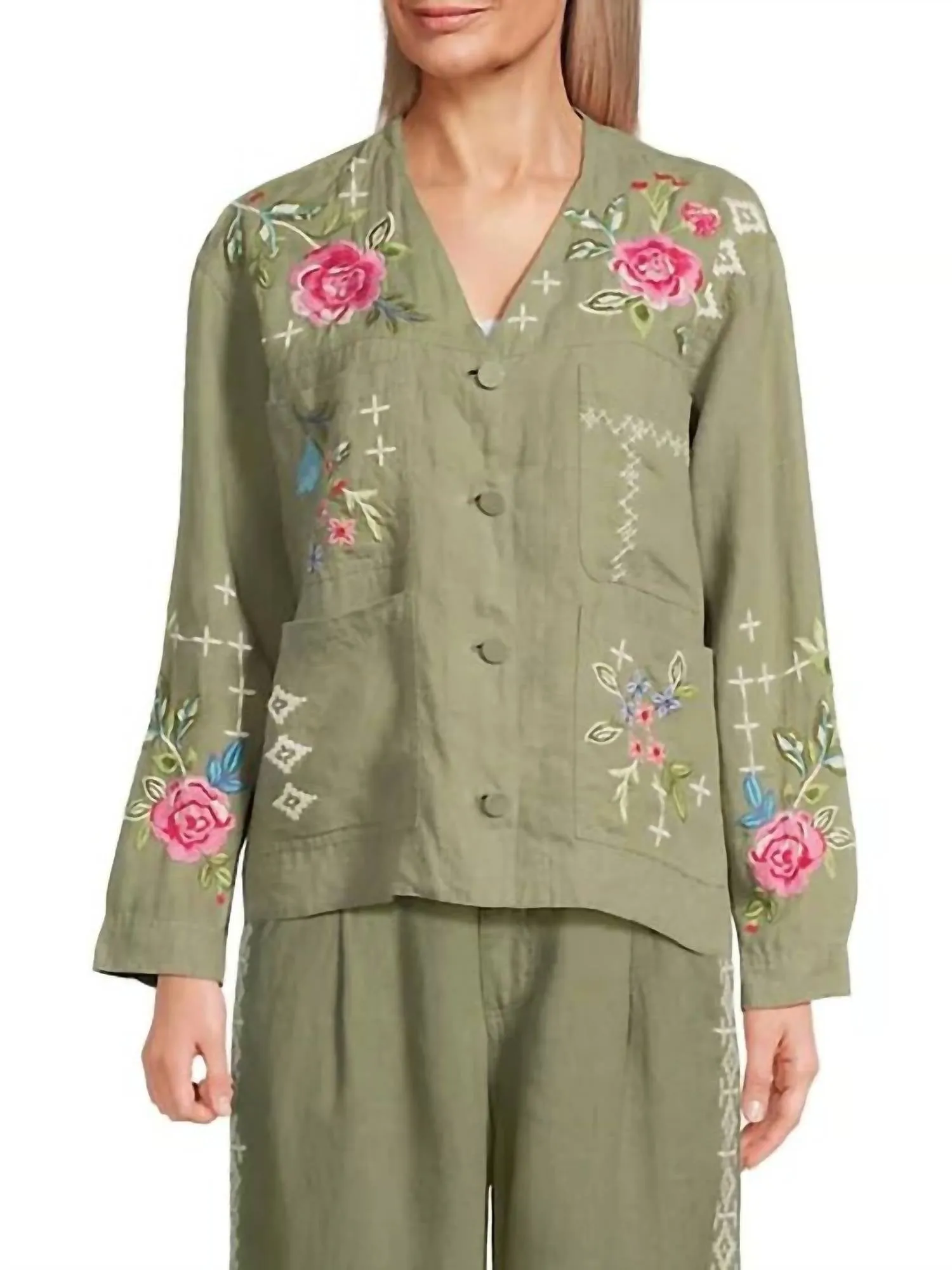 Linen Workwear Jacket Catia In Tortoise