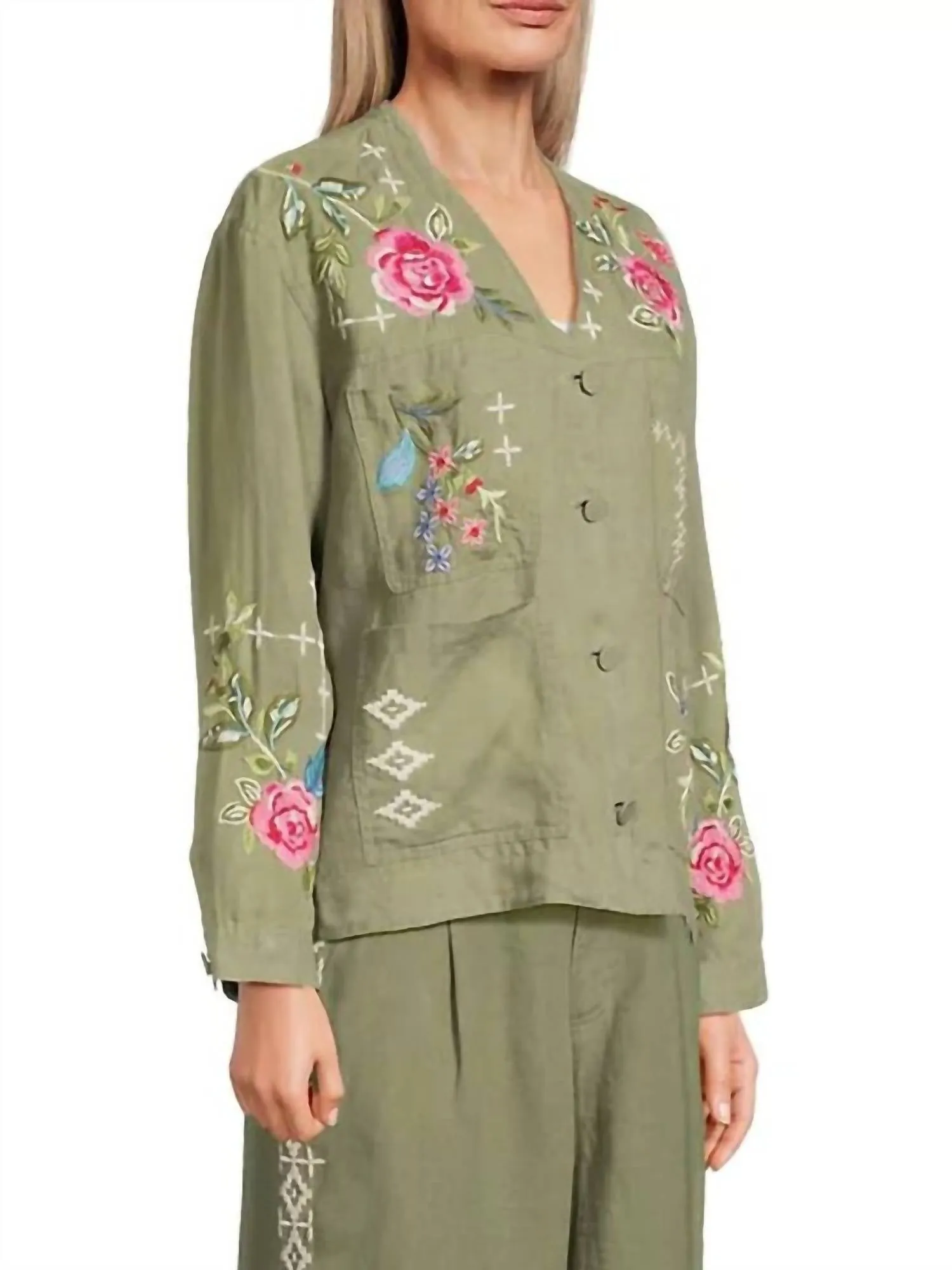 Linen Workwear Jacket Catia In Tortoise
