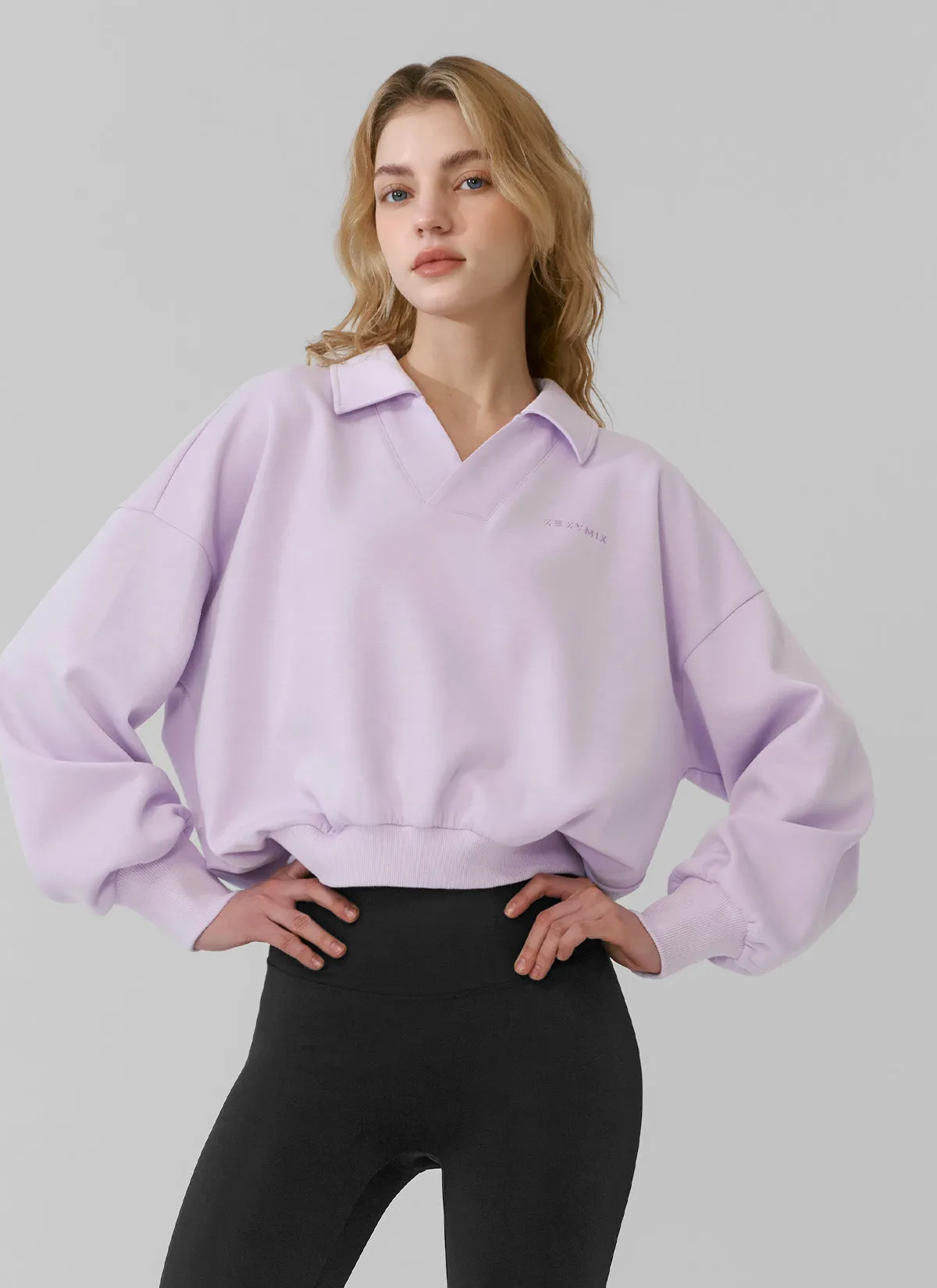 Logo Collar Crop Sweatshirt