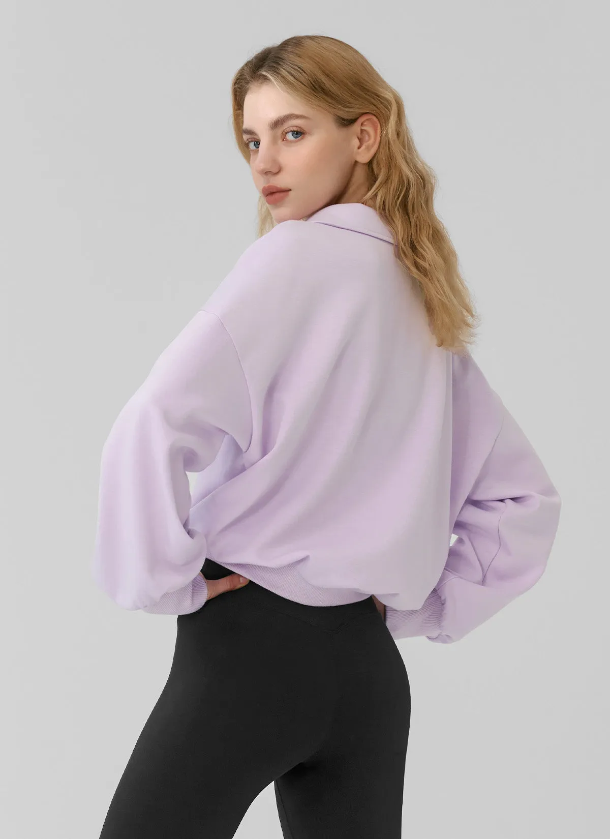 Logo Collar Crop Sweatshirt