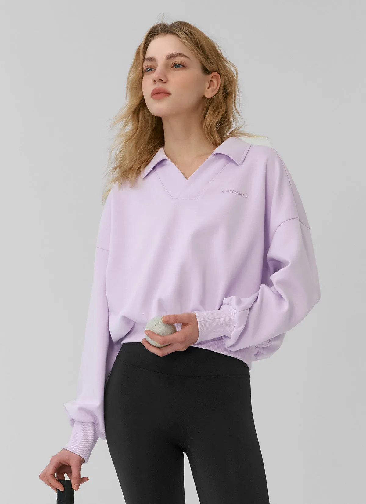 Logo Collar Crop Sweatshirt