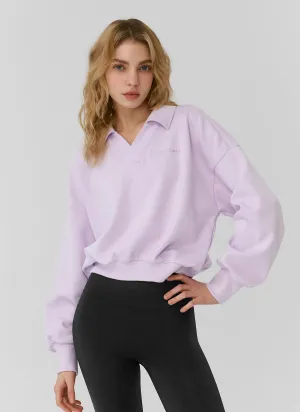Logo Collar Crop Sweatshirt