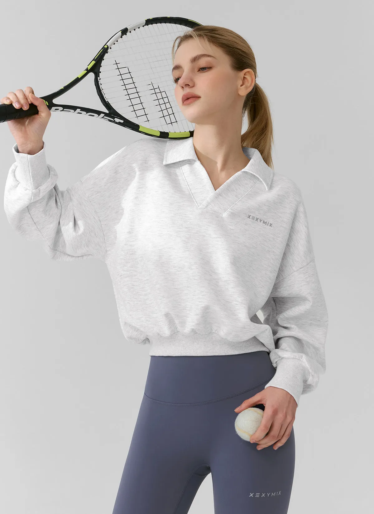 Logo Collar Crop Sweatshirt