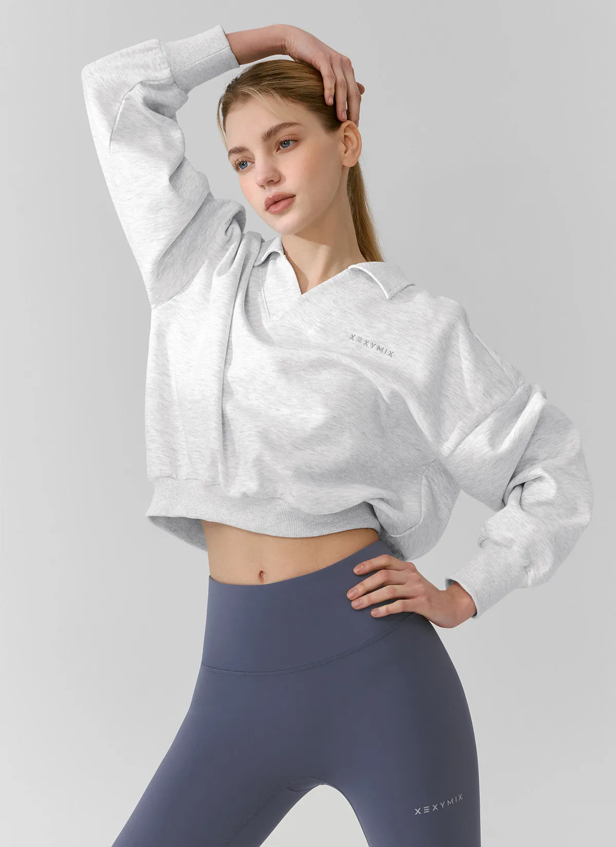 Logo Collar Crop Sweatshirt
