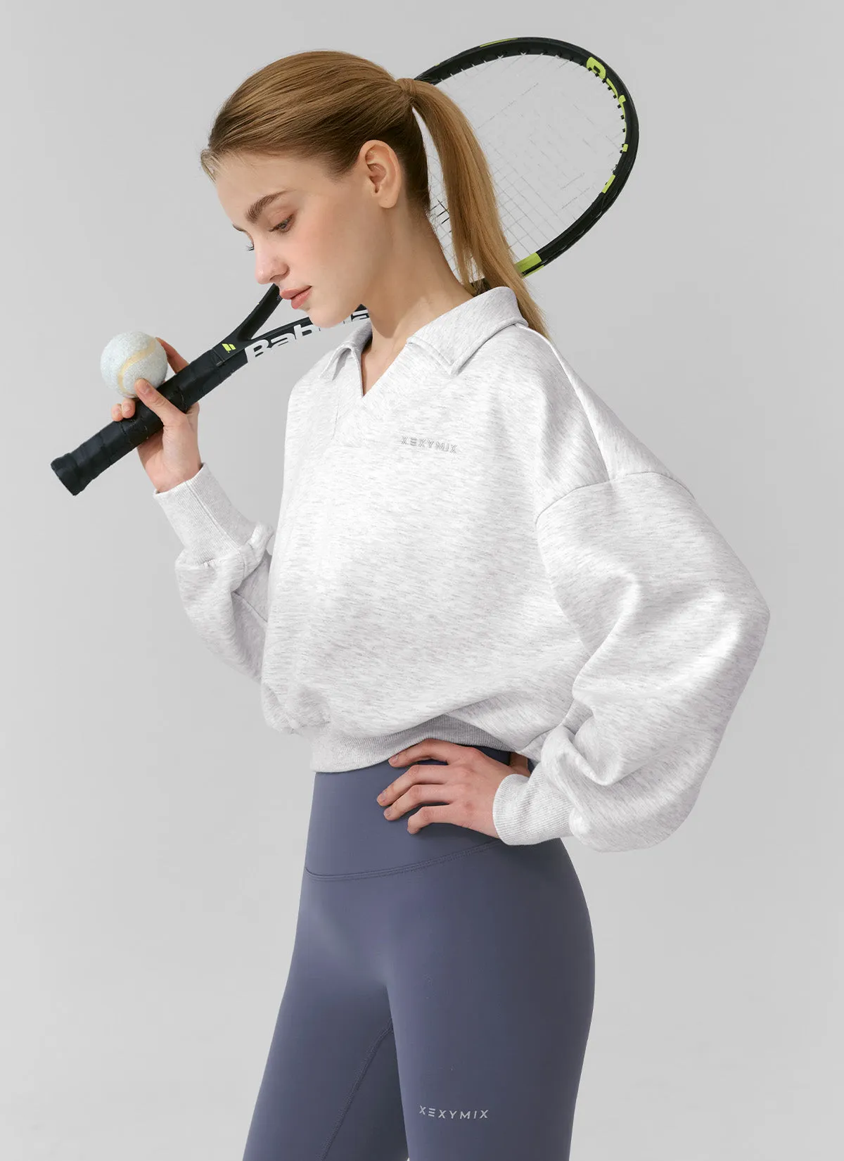 Logo Collar Crop Sweatshirt