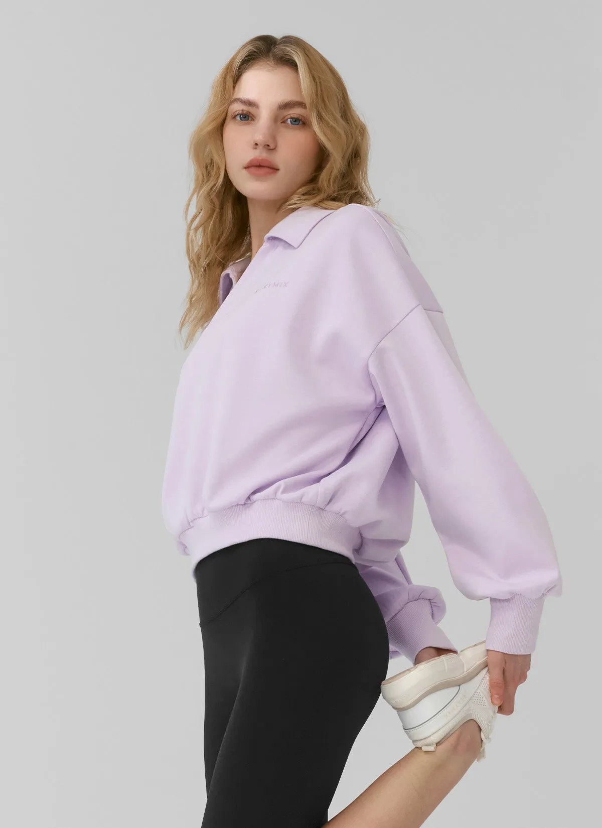 Logo Collar Crop Sweatshirt