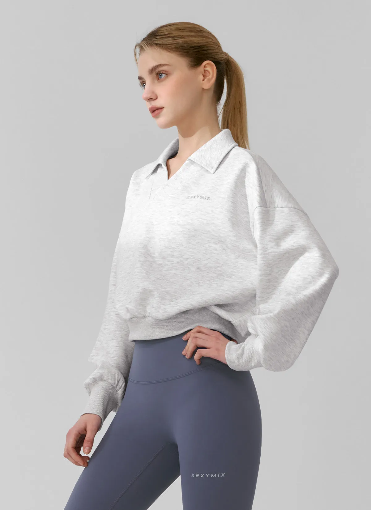 Logo Collar Crop Sweatshirt