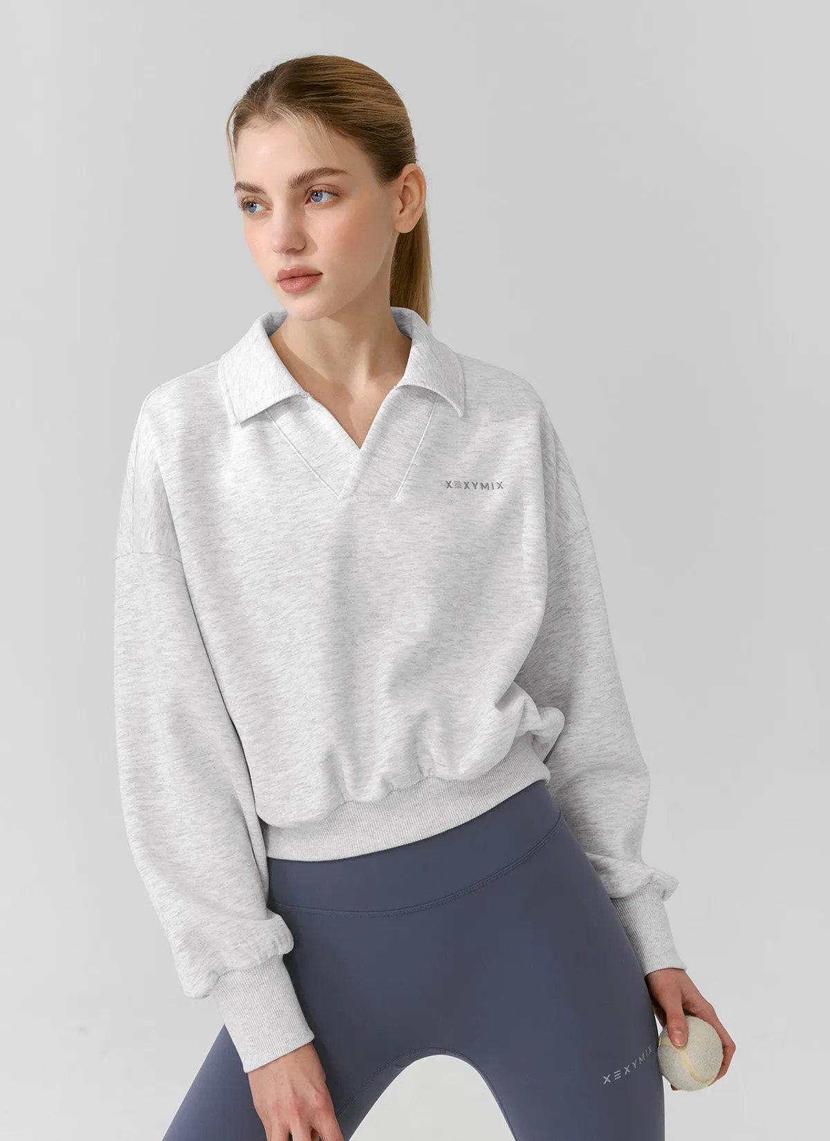 Logo Collar Crop Sweatshirt