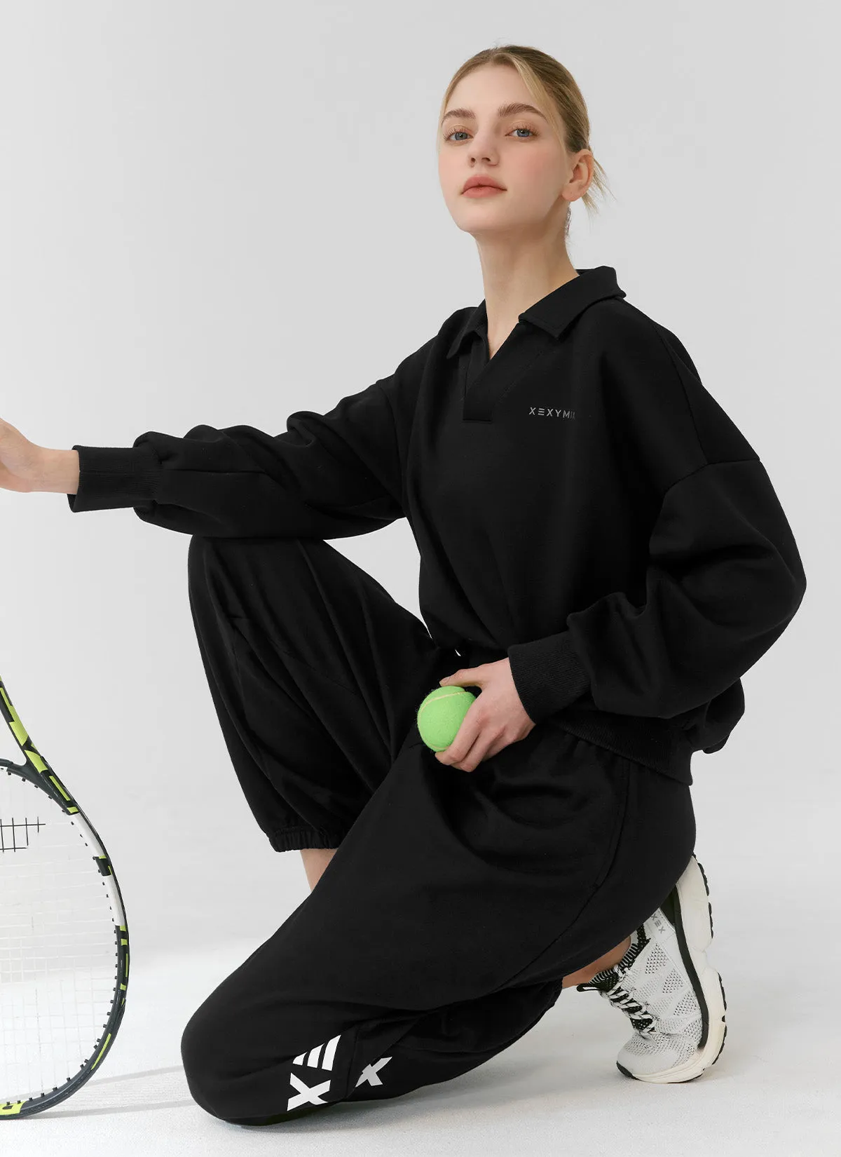 Logo Collar Crop Sweatshirt