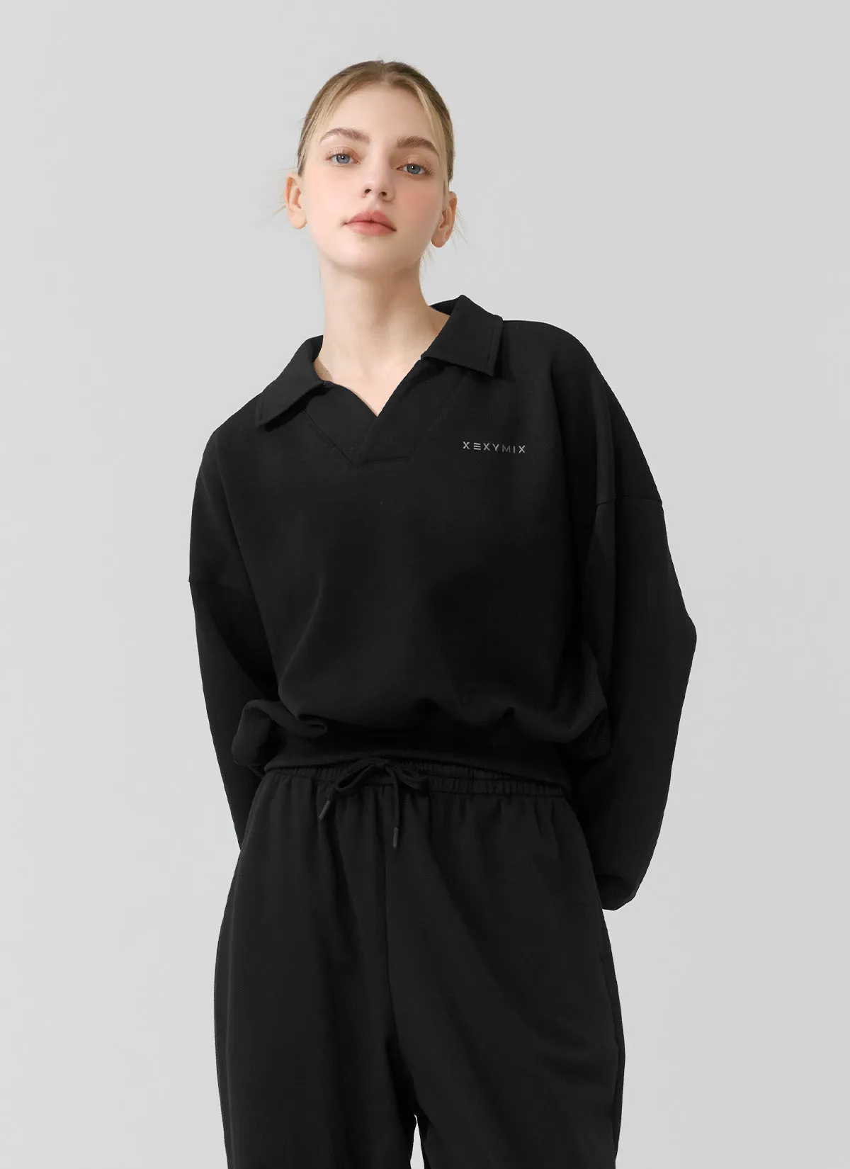 Logo Collar Crop Sweatshirt