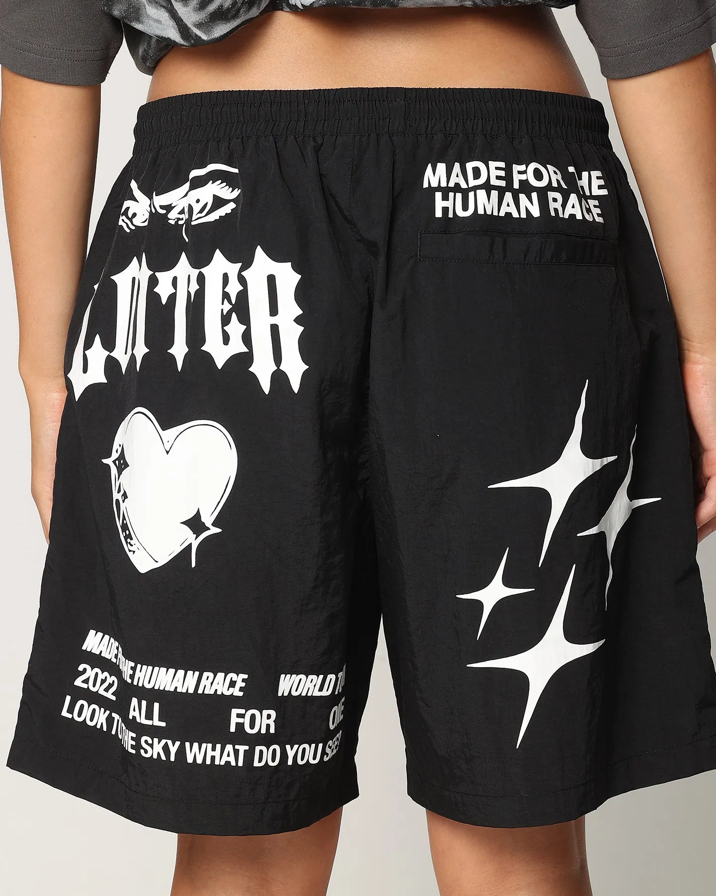 Loiter Sketch Boot Walk Shorts Black