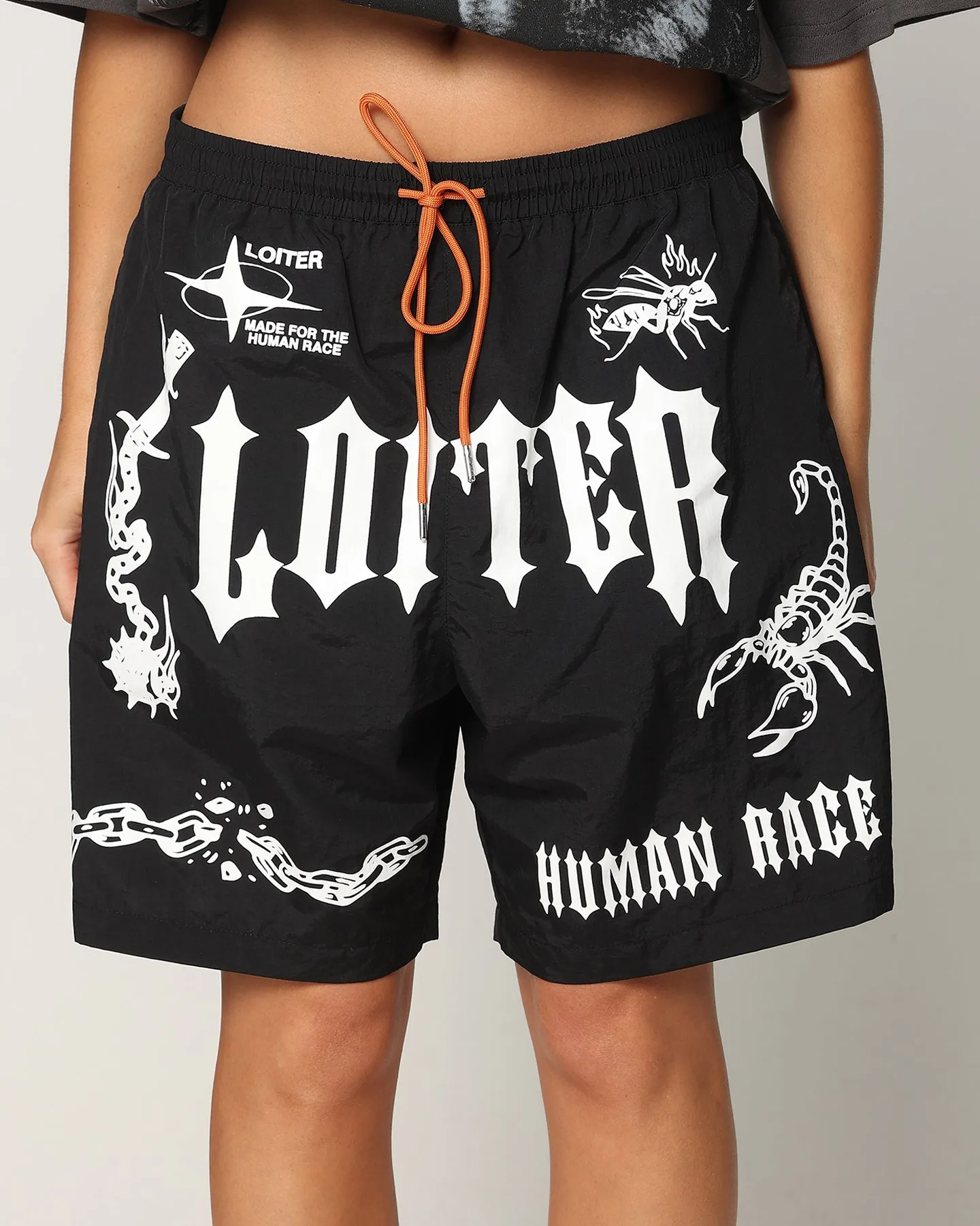 Loiter Sketch Boot Walk Shorts Black