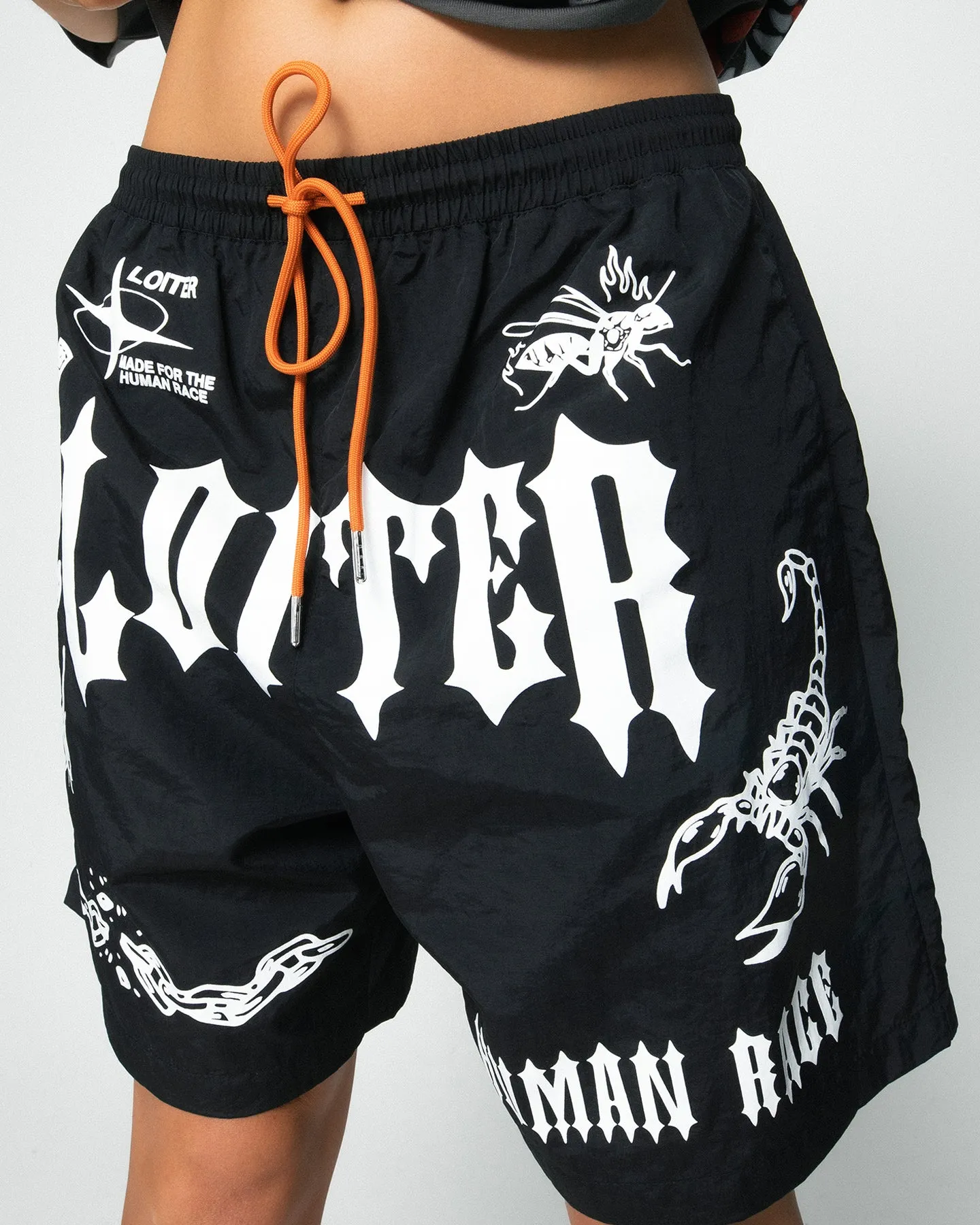 Loiter Sketch Boot Walk Shorts Black