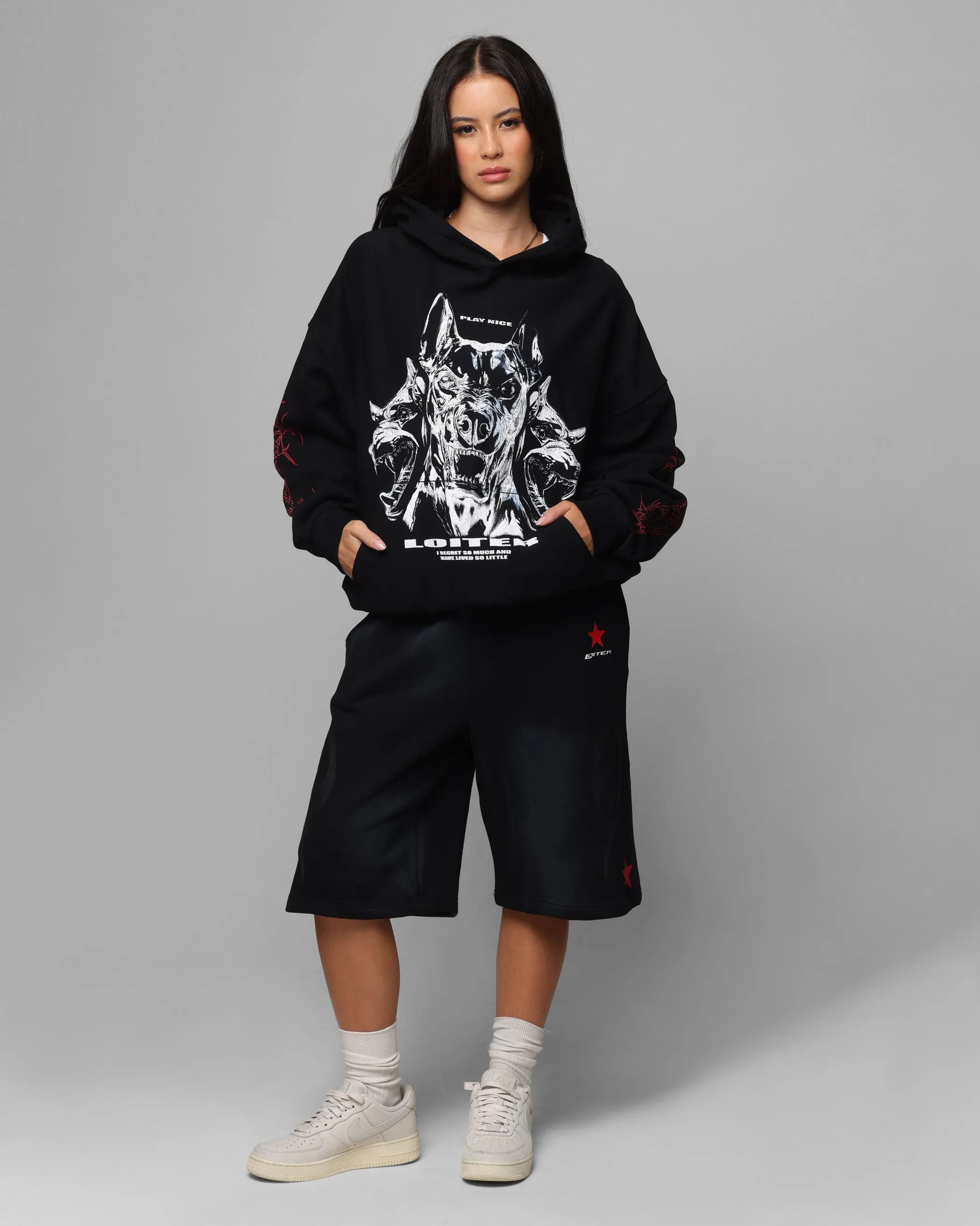 Loiter Trackstar Sweat Shorts Washed Black