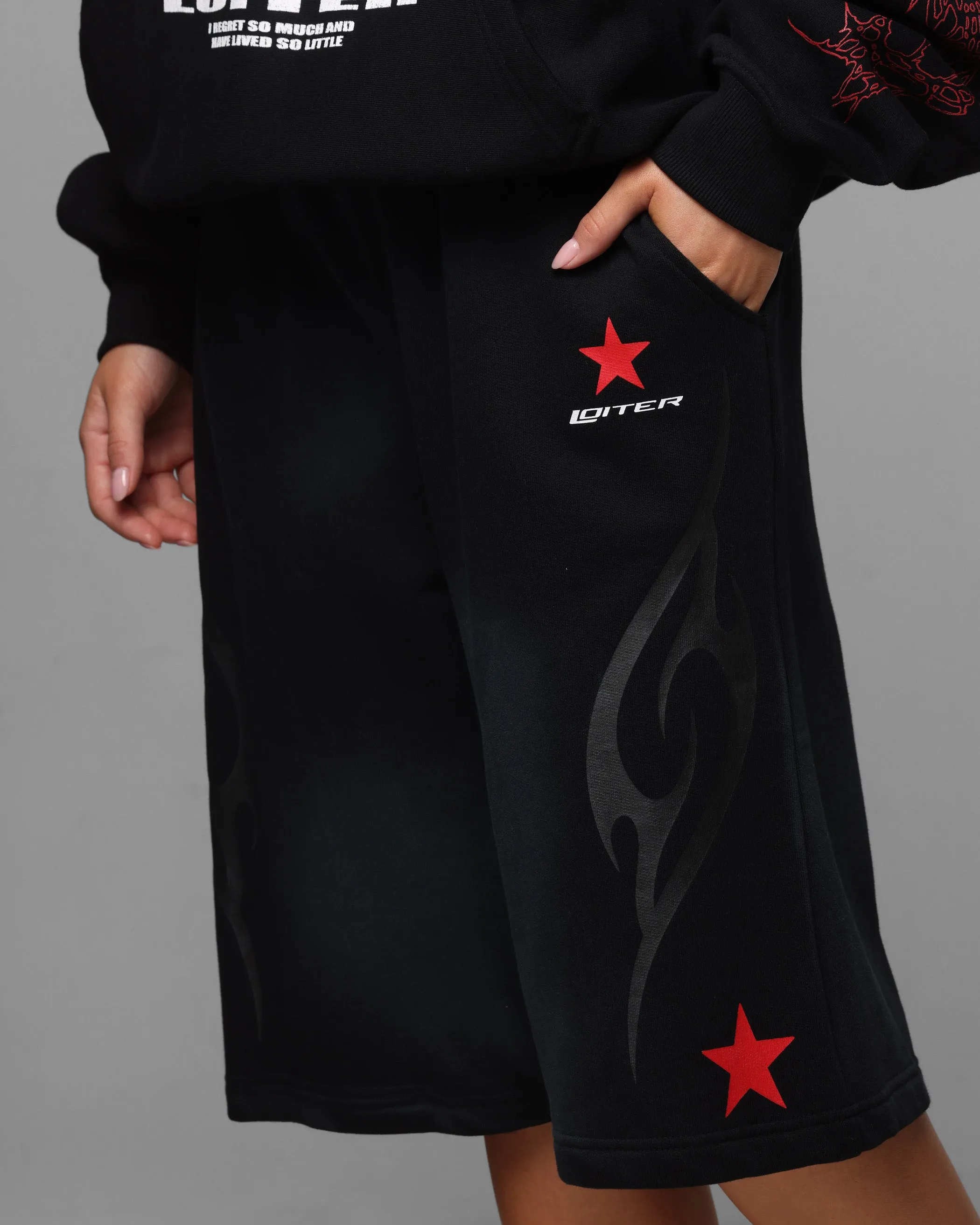 Loiter Trackstar Sweat Shorts Washed Black