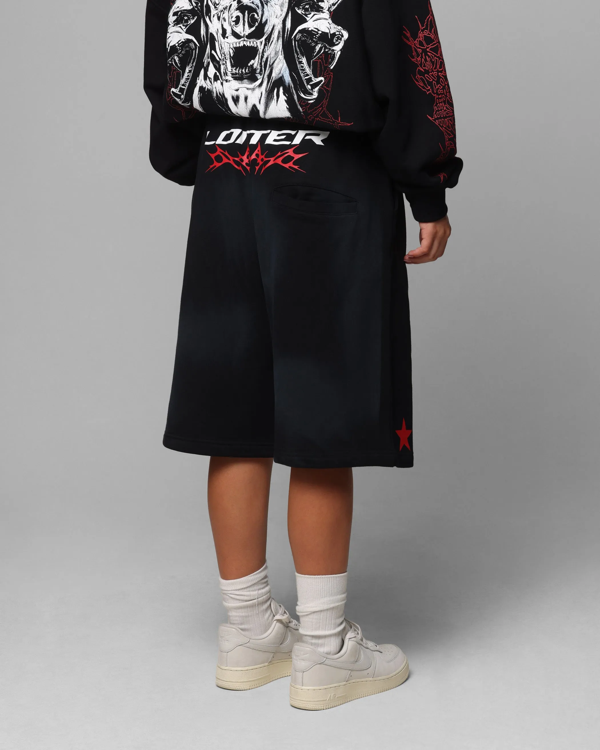 Loiter Trackstar Sweat Shorts Washed Black