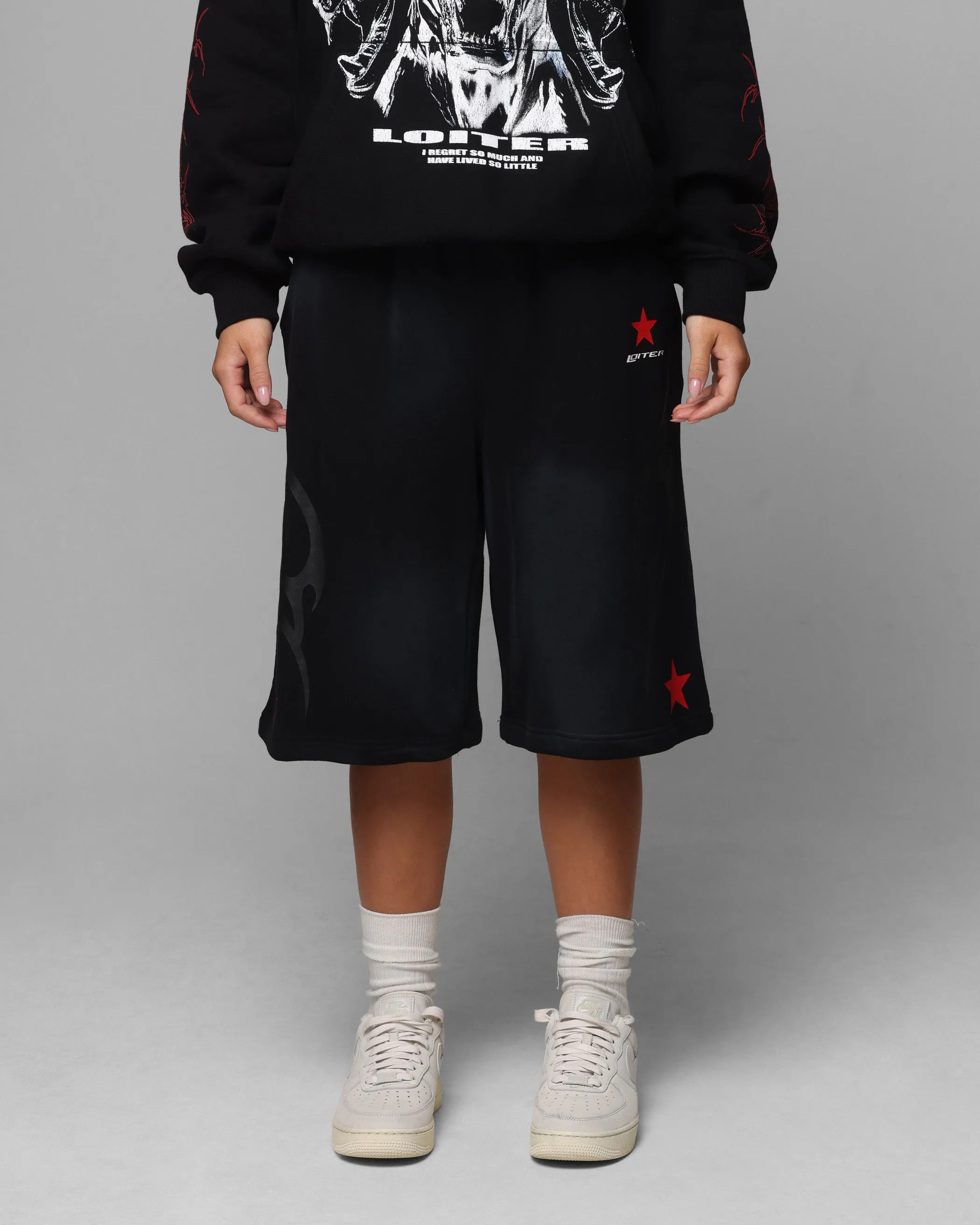 Loiter Trackstar Sweat Shorts Washed Black