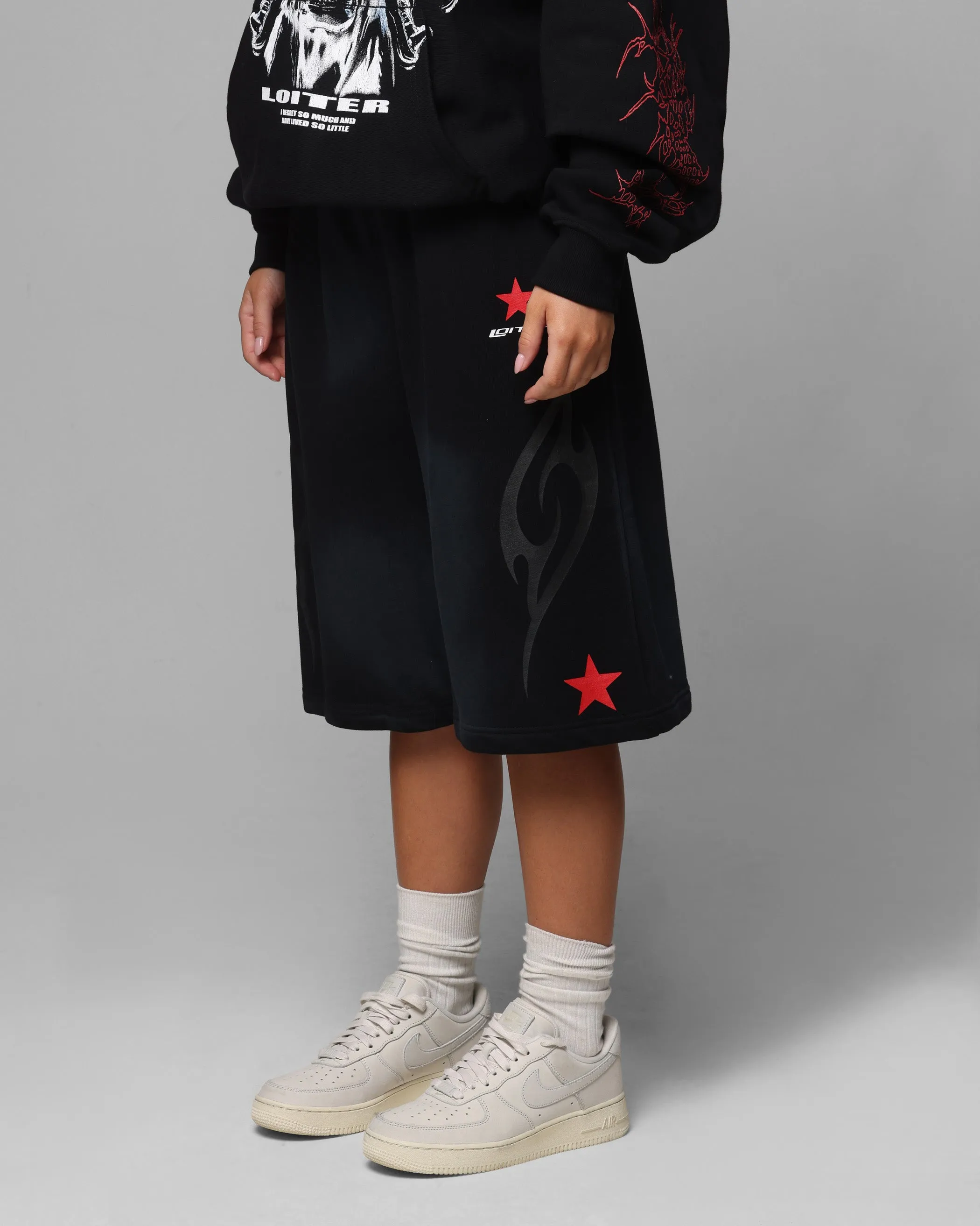 Loiter Trackstar Sweat Shorts Washed Black