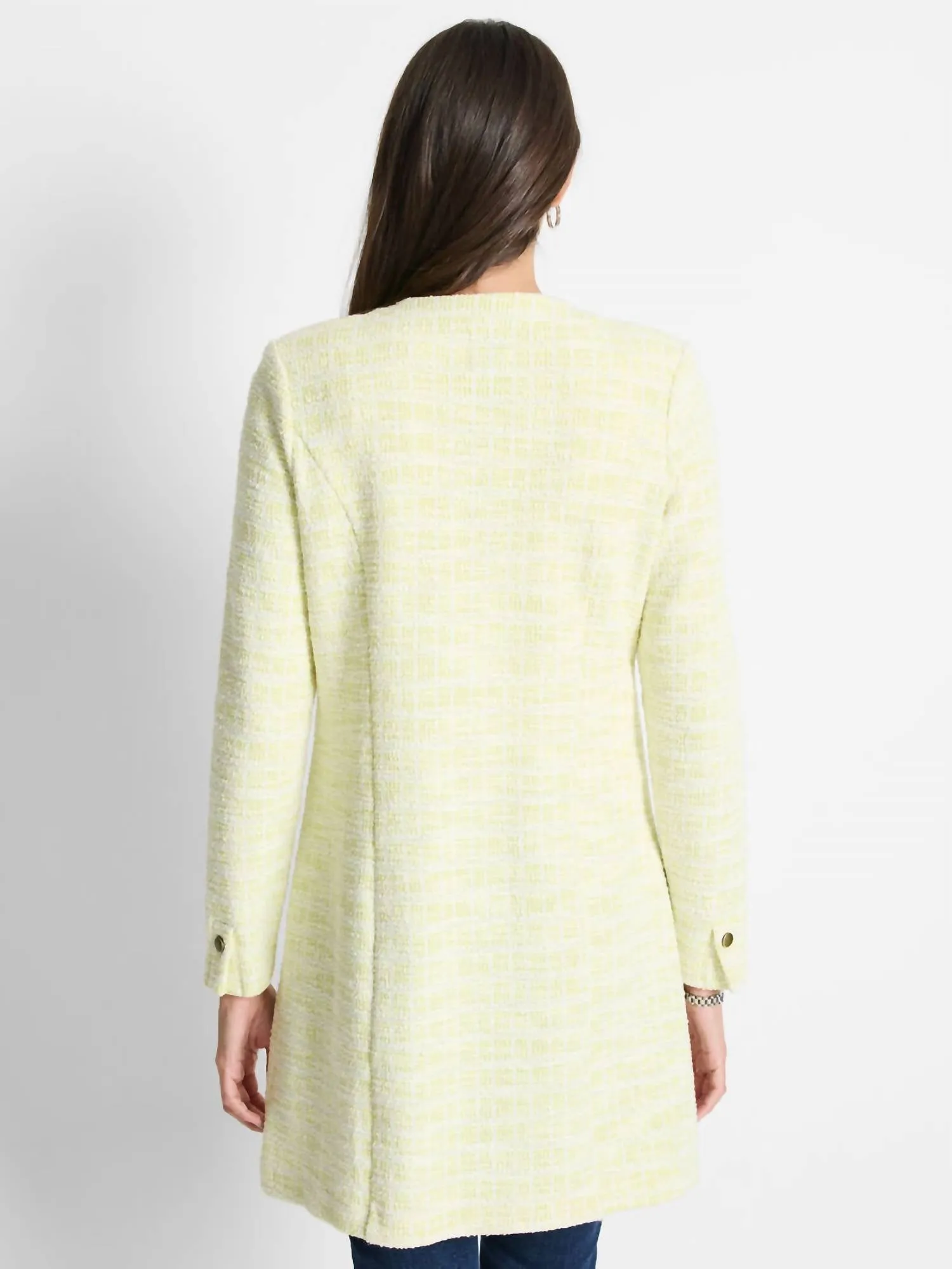 Long Sleeve Tunic-Length Jacket In Green Mix