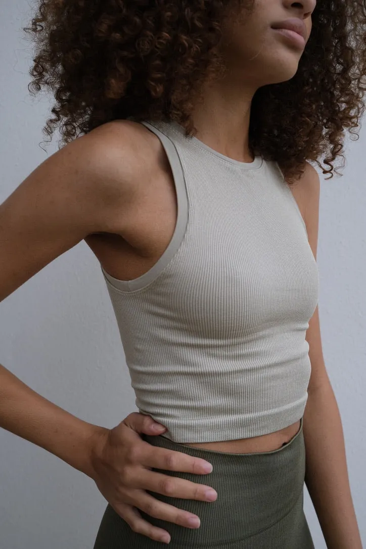 LUMINOUS Ribbed Vest | Taupe