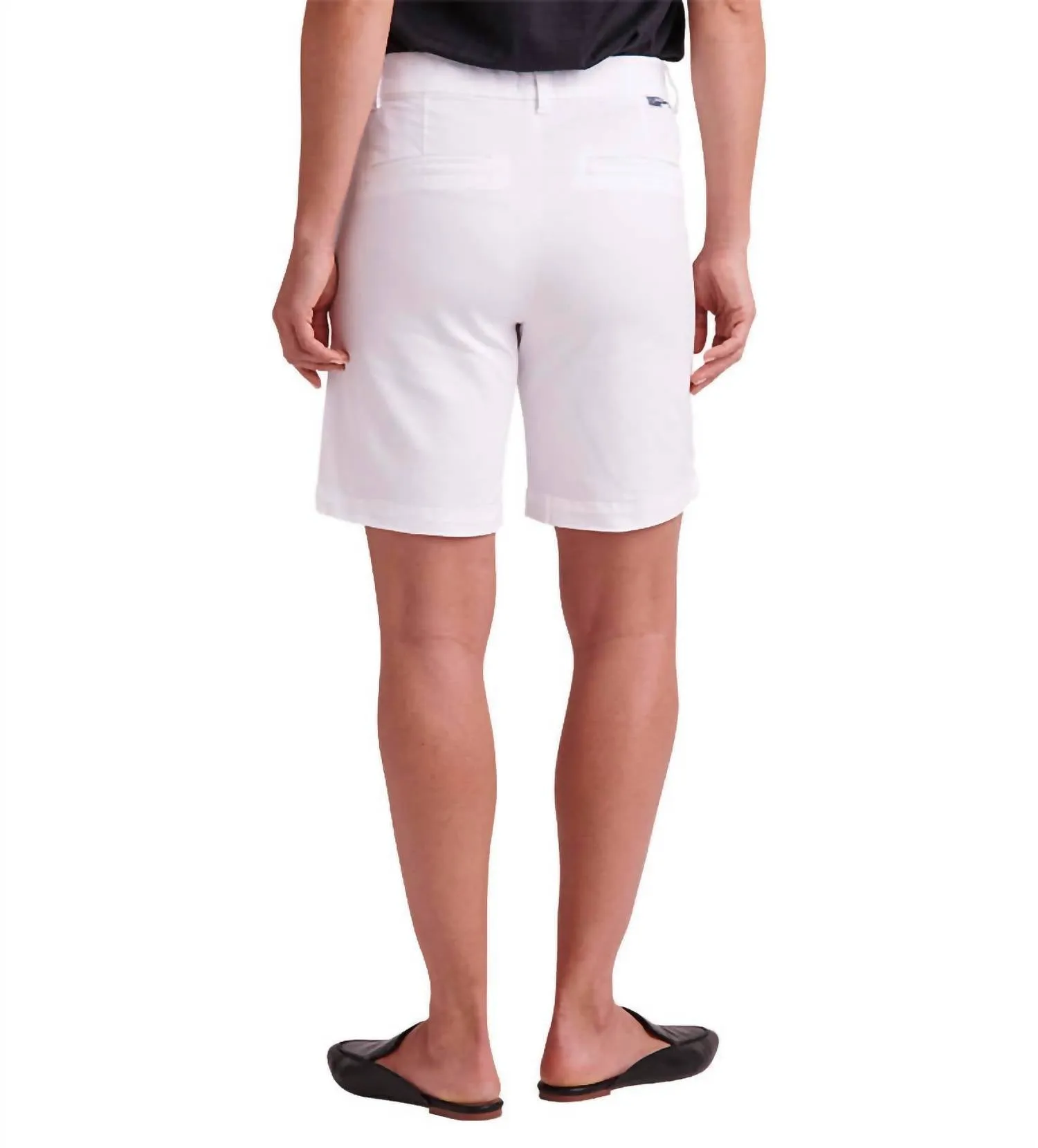 Maddie 8 Inch Mid Rise Pull-On Twill Short In White