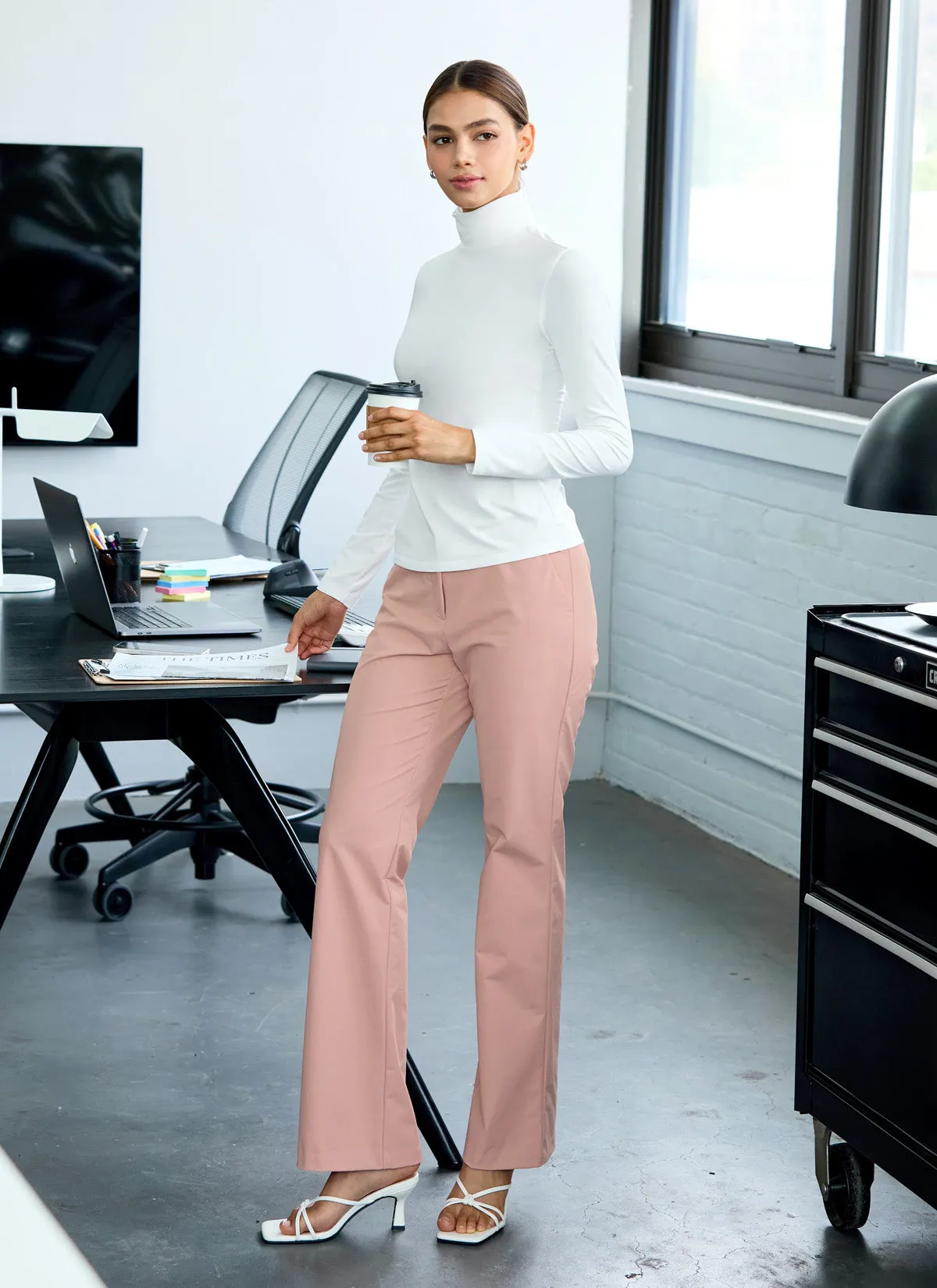 Magic Banding Women's Twill Fluffy Boots Cut Slacks