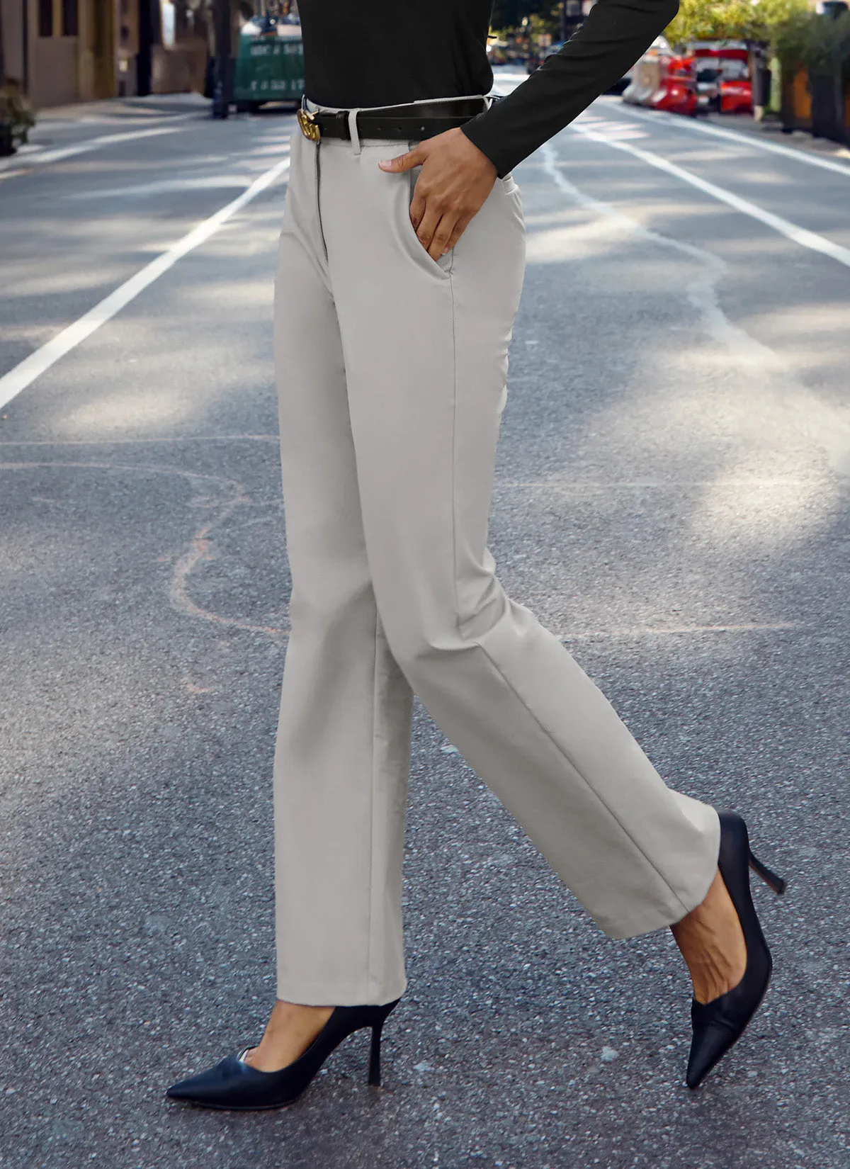 Magic Banding Women's Twill Fluffy Boots Cut Slacks