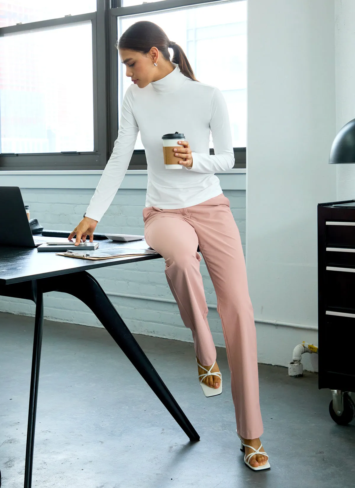 Magic Banding Women's Twill Fluffy Boots Cut Slacks