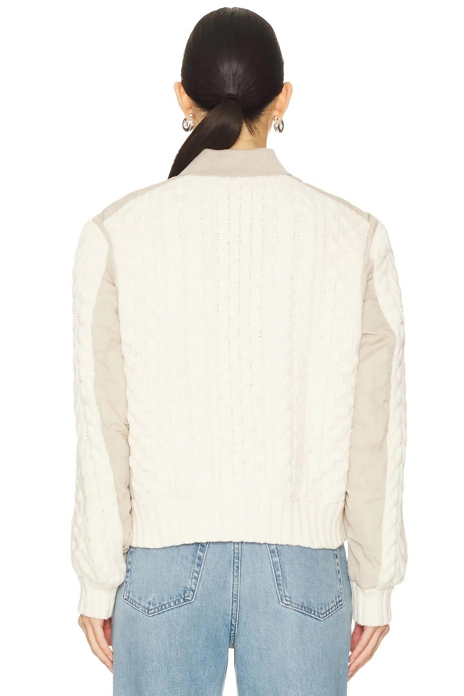 Manston Mixed Media Bomber Jacket In Natural