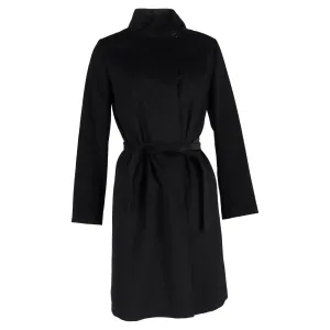 Max Mara Belted Coat in Black Cashmere