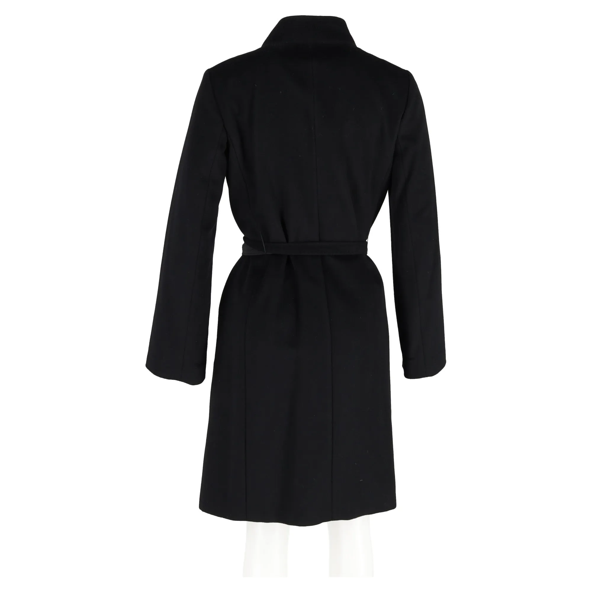 Max Mara Belted Coat in Black Cashmere