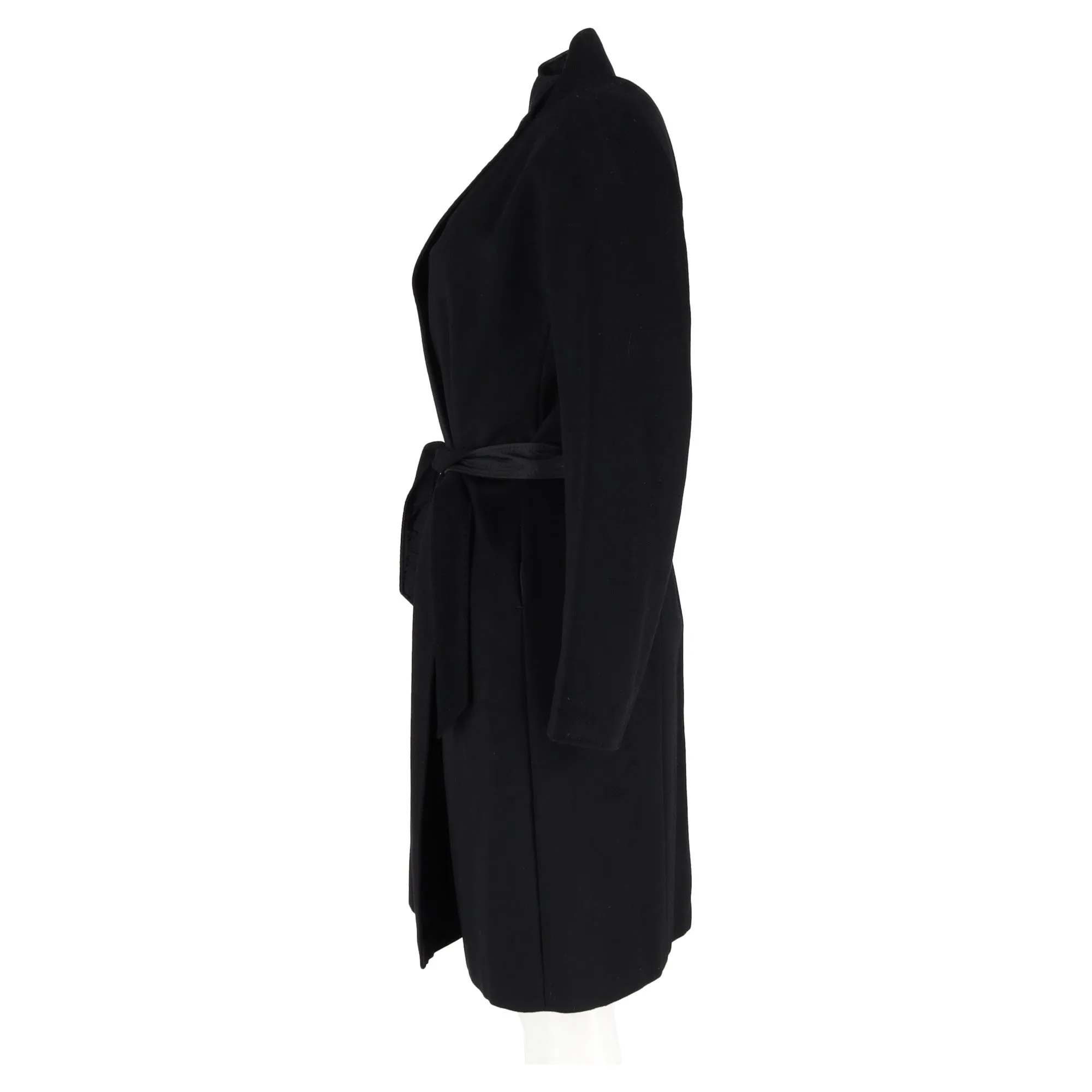 Max Mara Belted Coat in Black Cashmere