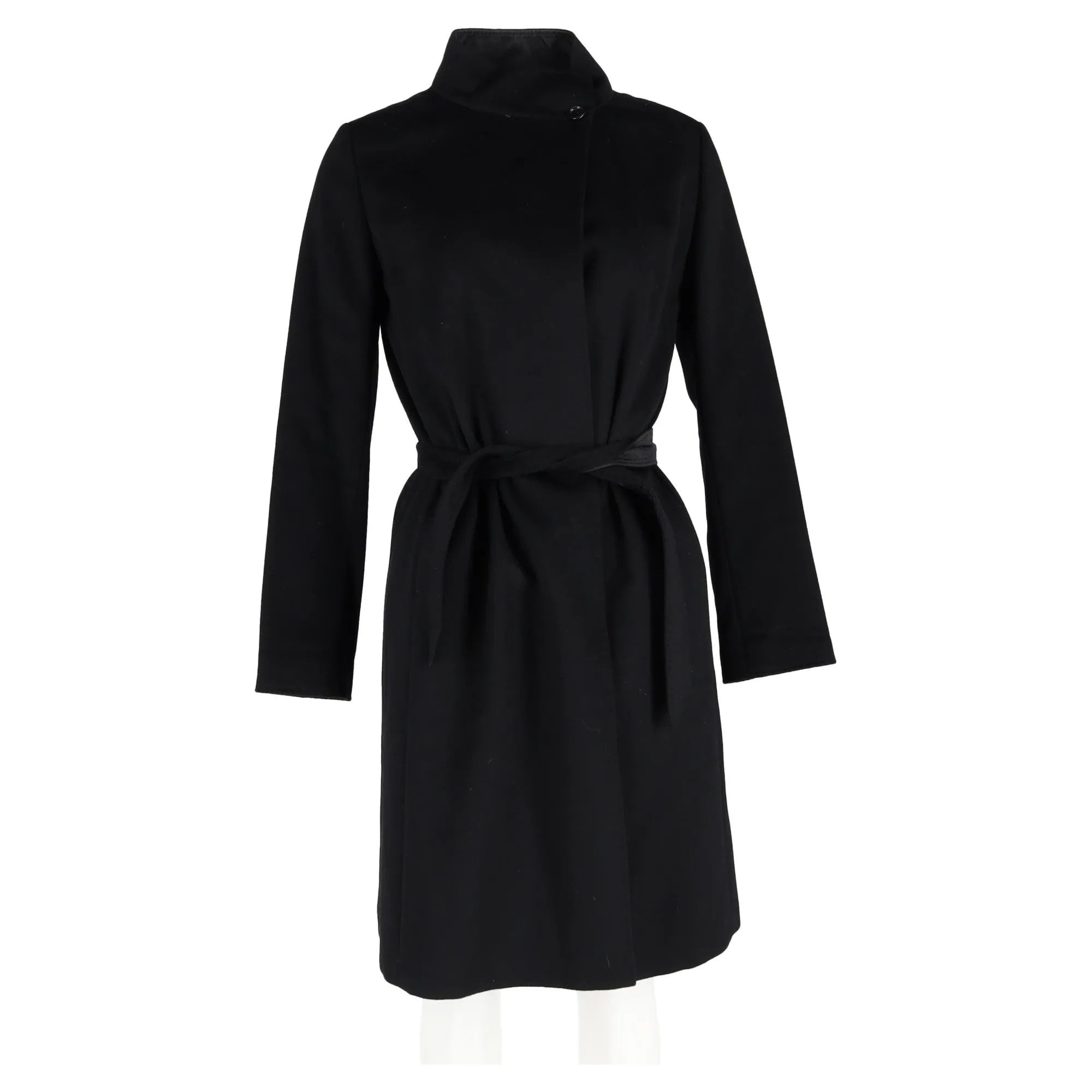 Max Mara Belted Coat in Black Cashmere