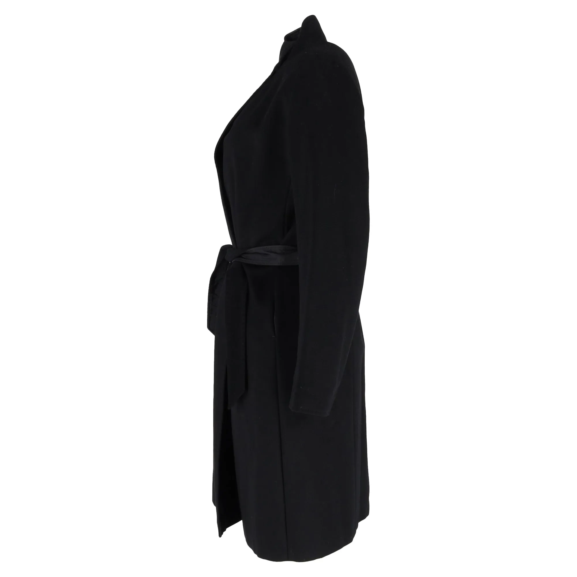 Max Mara Belted Coat in Black Cashmere
