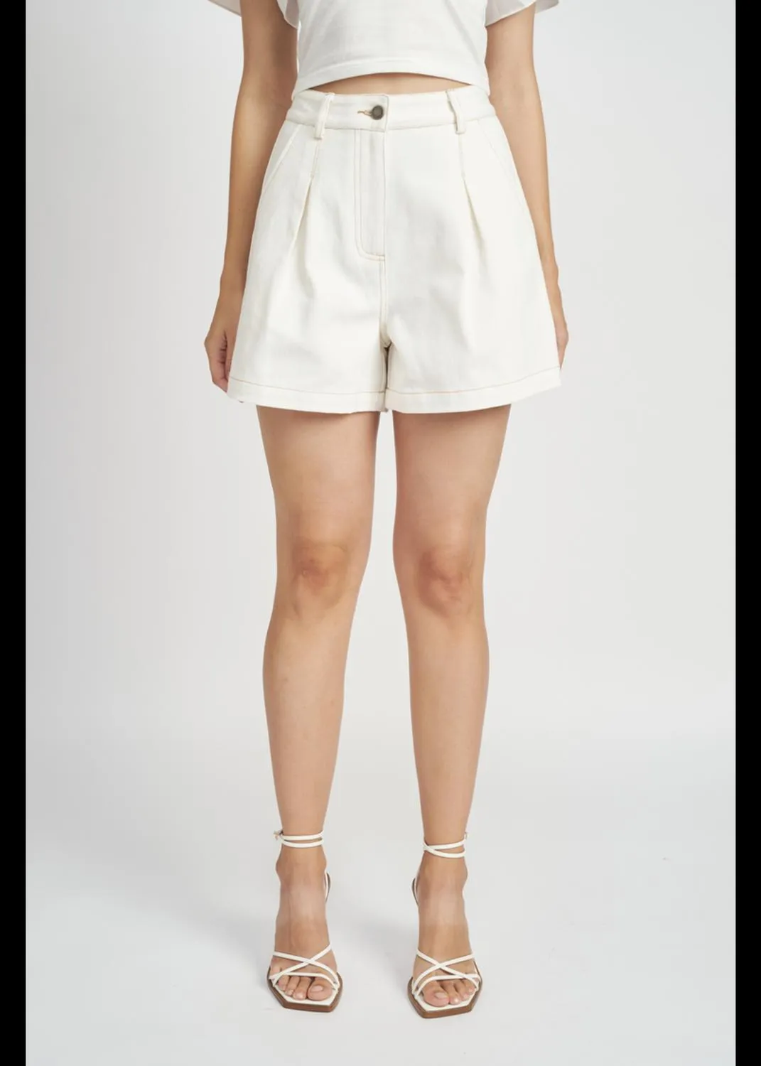 Mindy Denim Shorts In Ivory