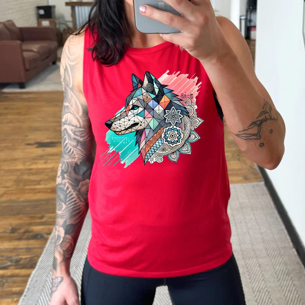 Mosaic Wolf Muscle Tank