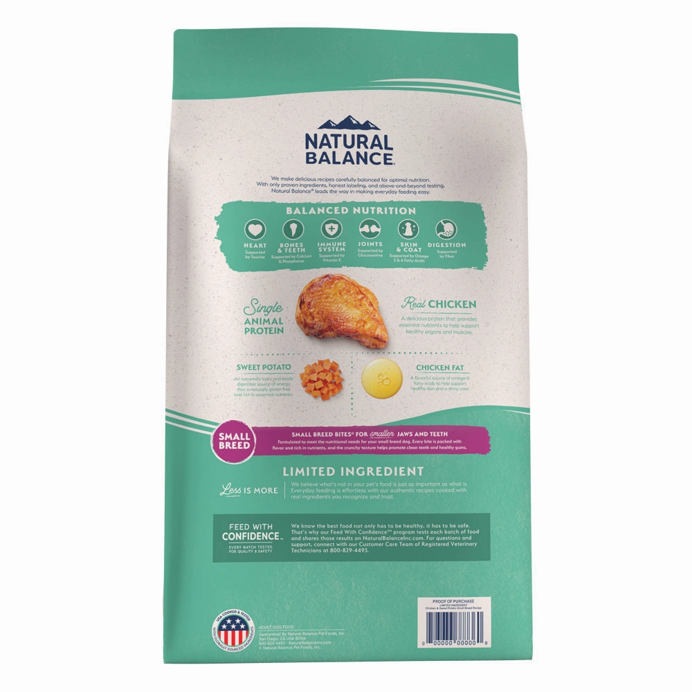 Natural Balance L.I.D. Limited Ingredient Diets Grain Free Adult Sweet Potato & Chicken Small Breed Bites Dry Dog Food