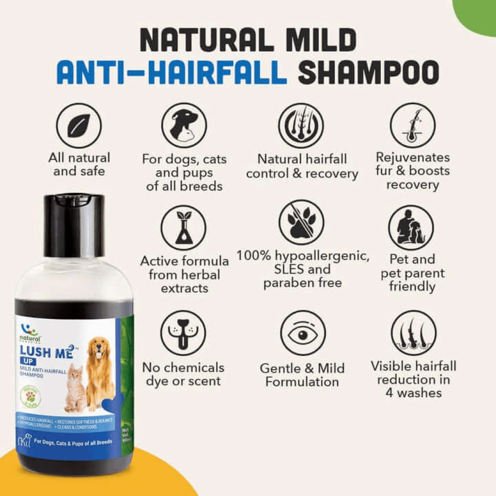 Natural Remedies Lush Me Up Anti Hairfall Shampoo & Orthoron Joint Supplement Dogs & Cats Combo