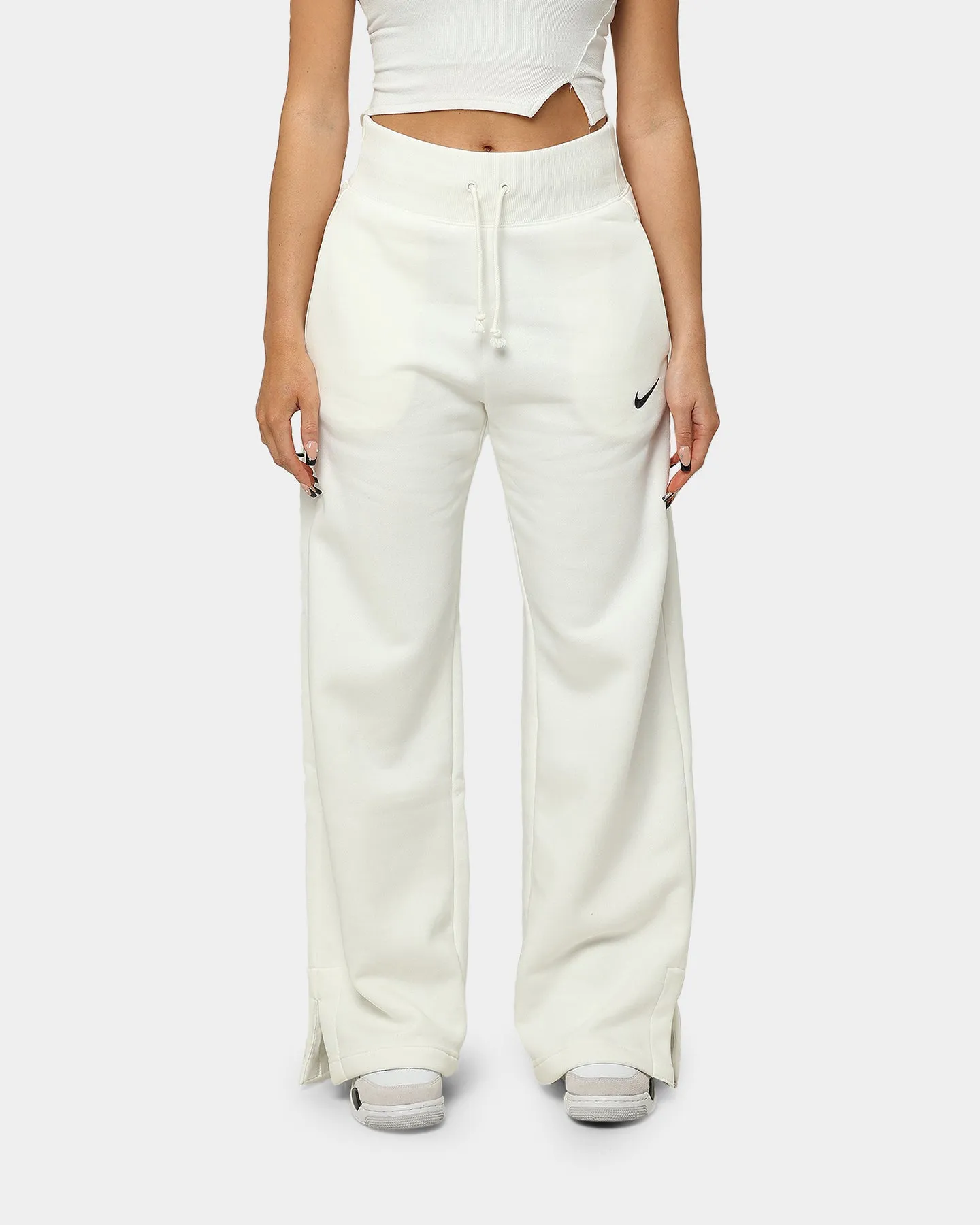 Nike Women's Sportswear Phoenix Fleece High Waisted Wide Leg Sweat Pants Black/Sail