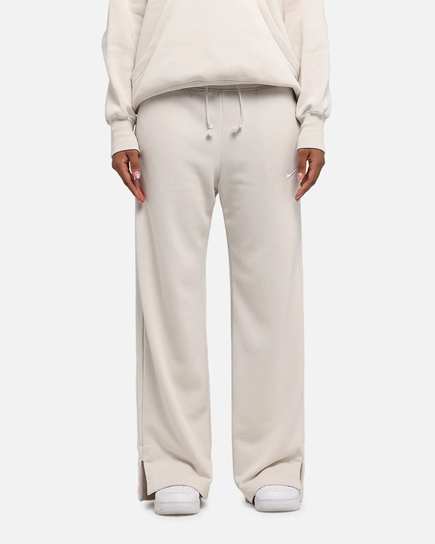 Nike Women's Sportswear Phoenix Fleece High Waisted Wide Leg Sweat Pants Lt Orewood Brown/Sail