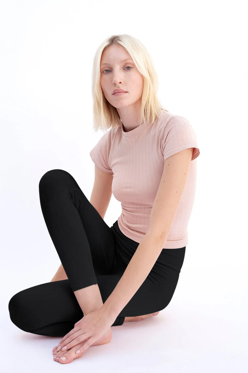 NOURISH Flat Ribbed Leggings | Black