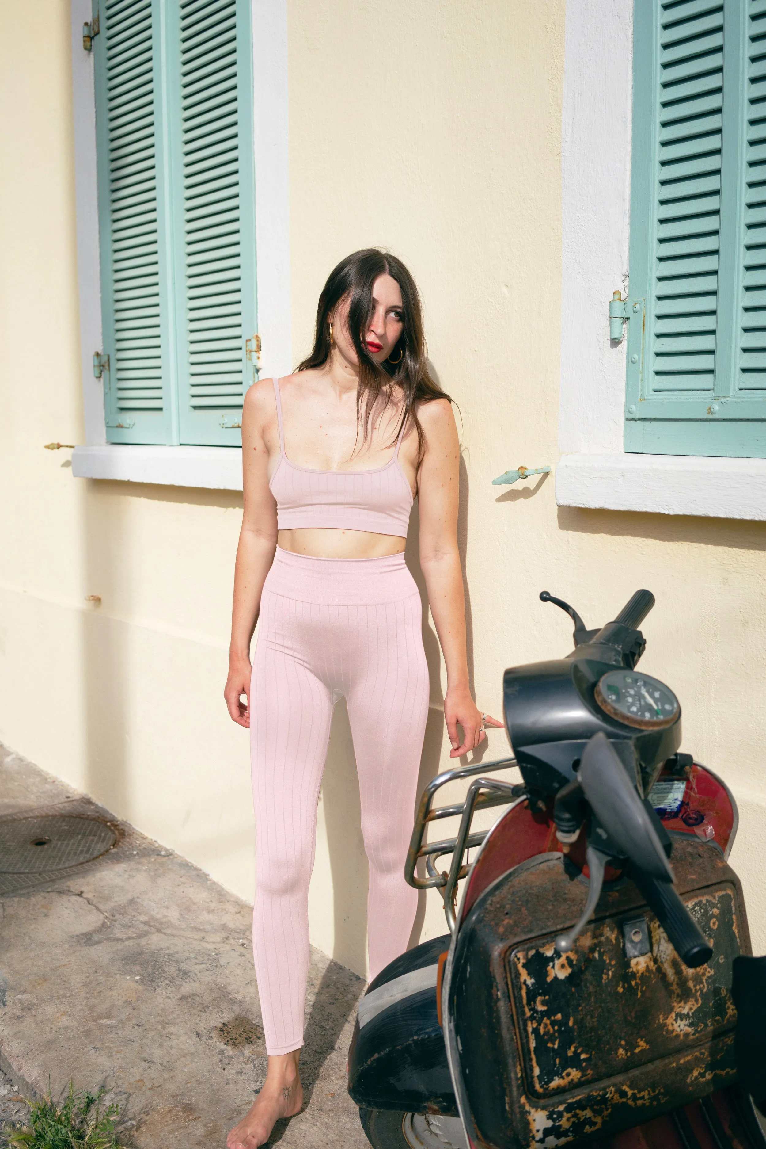 NOURISH Flat Ribbed Leggings | Blush