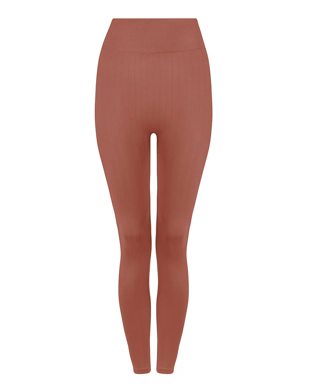 NOURISH Flat Ribbed Leggings | Rusty Pink