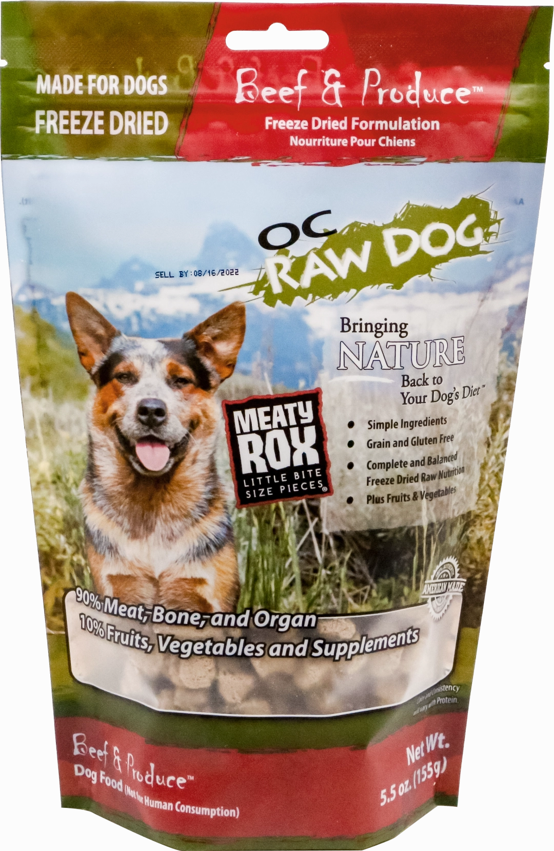 OC Raw Freeze-Dried Beef & Produce Rox