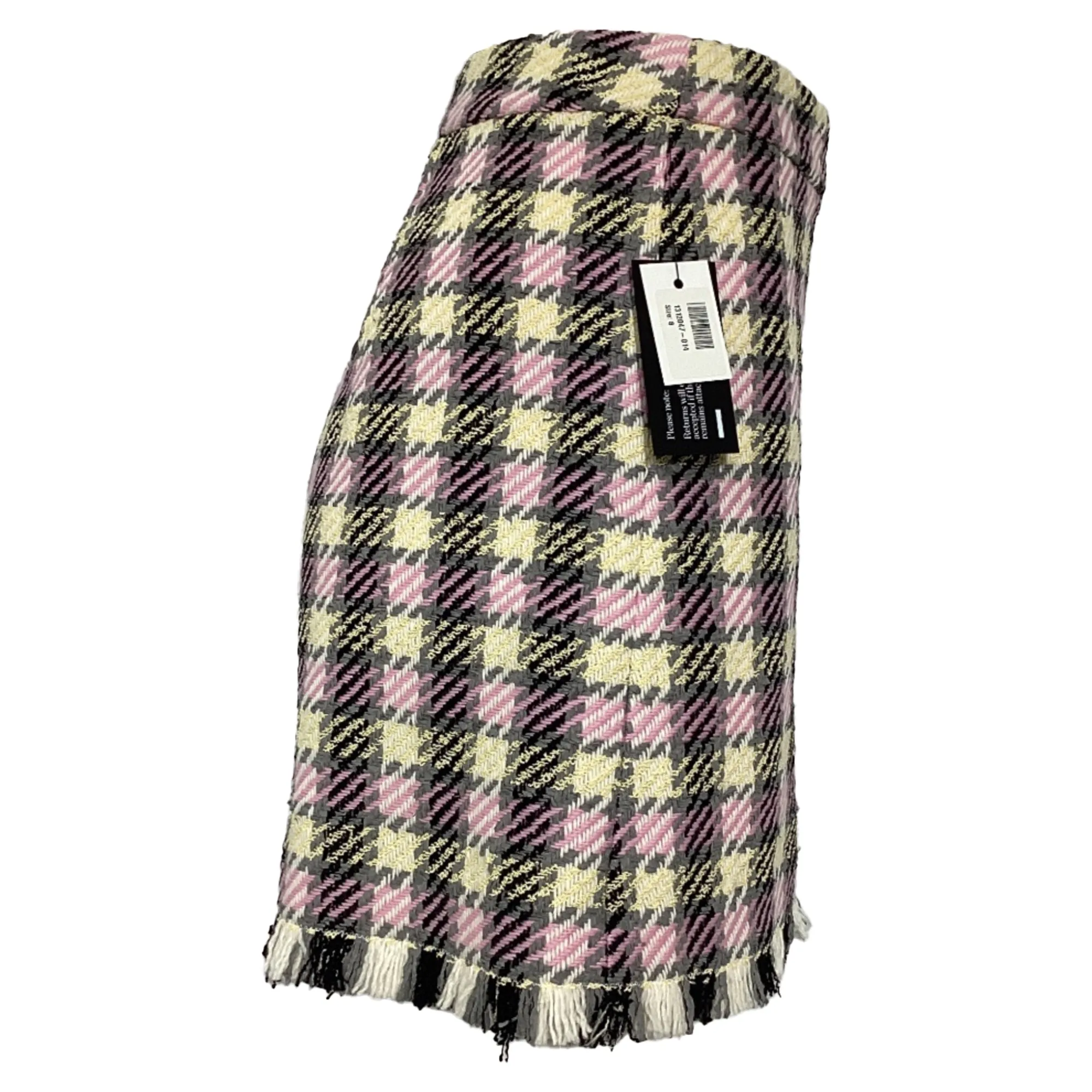 Oscar de la Renta Frayed Gingham Tweed Shorts in Pink Wool