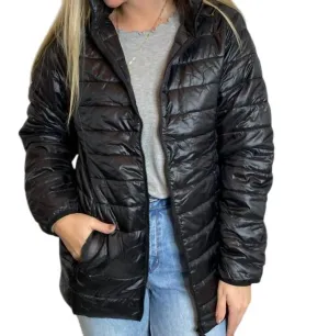 Packable Lightweight Puffer Jacket In Black