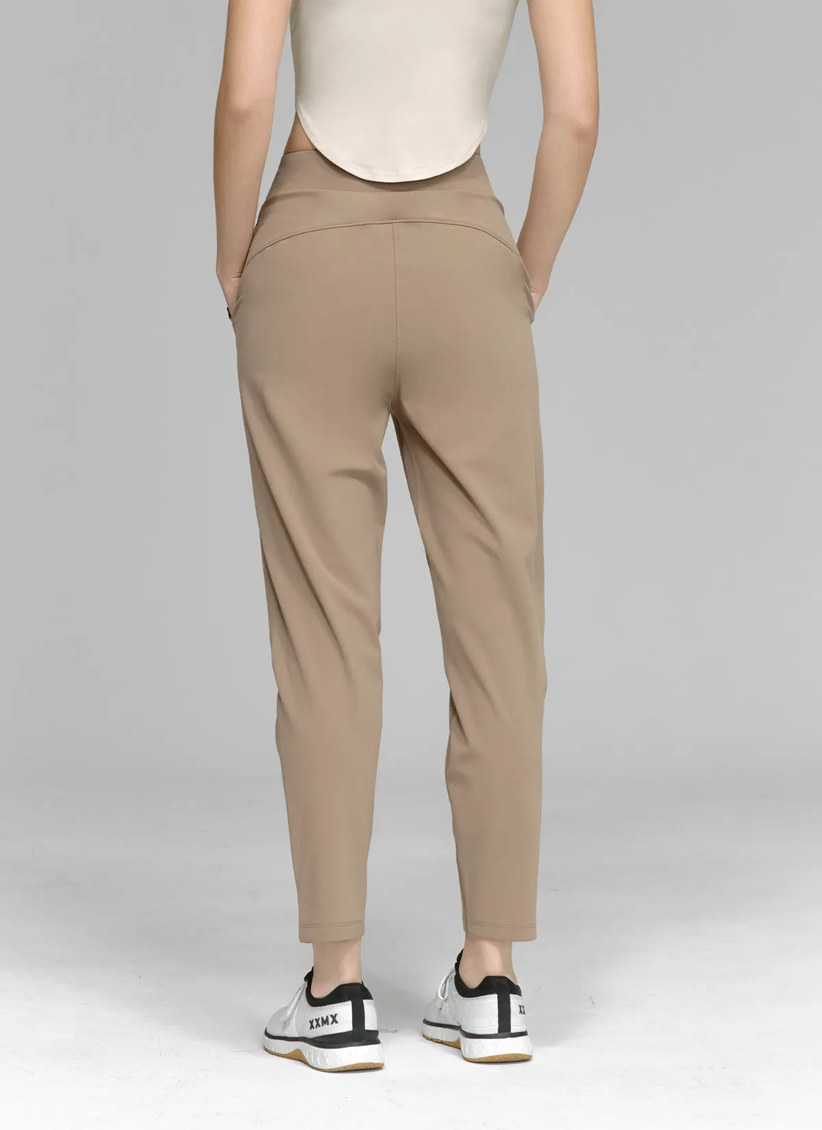 Peach Cotton-like Slim Pants