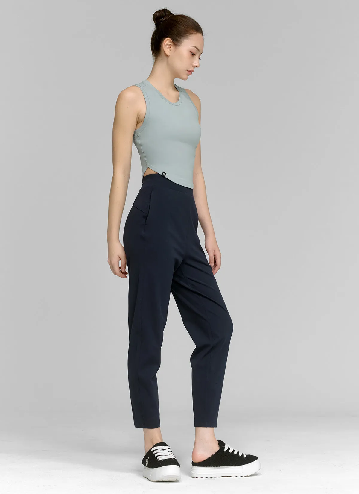 Peach Cotton-like Slim Pants